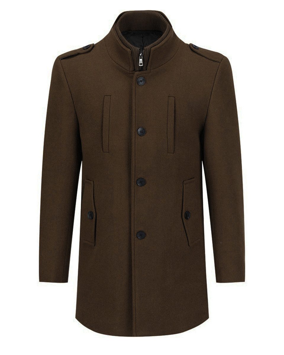 Allthemen Wollmantel Herren Kurzer Wintermantel mit abnehmbarem Innenfutter