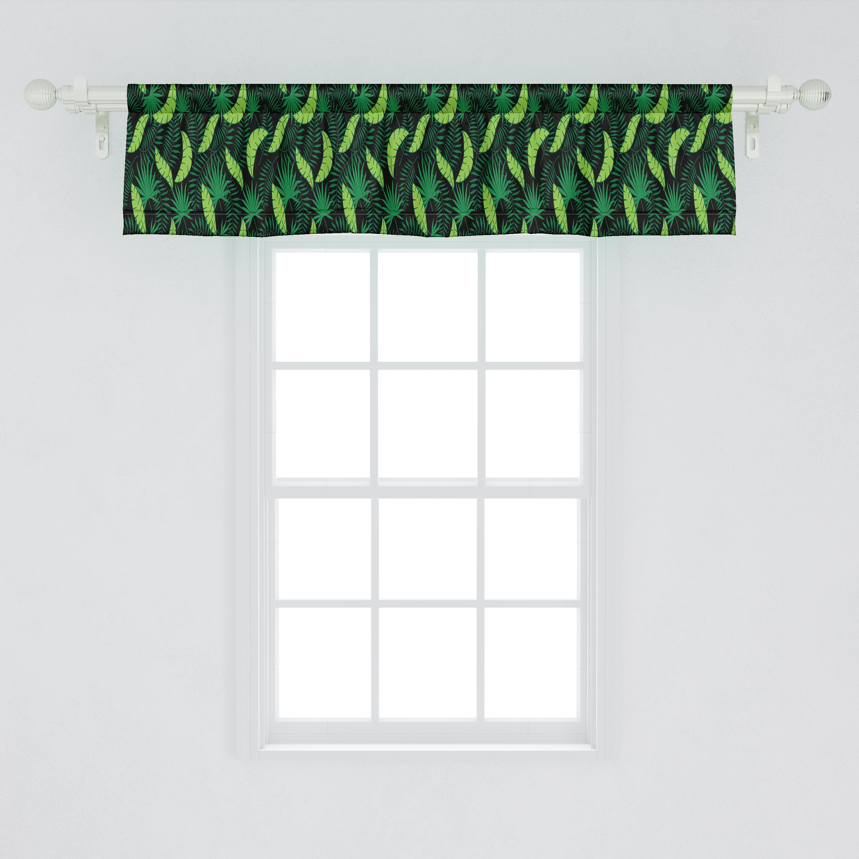 Scheibengardine Vorhang Volant Dekor der Exotisch Küche Tropical Schlafzimmer für Blätter Abakuhaus, mit Stangentasche, Microfaser, Laub