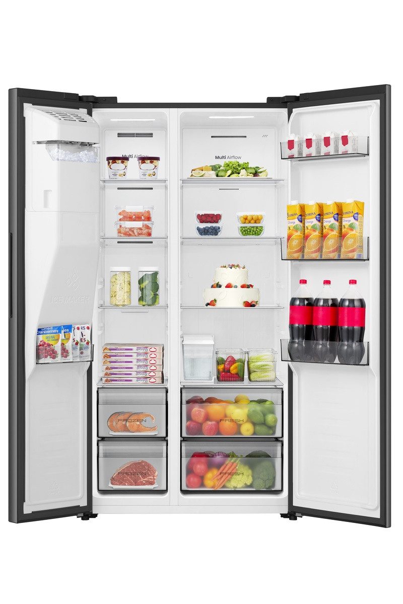 Hisense Side-by-Side RS5P528STFE, 178,6 cm hoch, 91,1 cm breit, Wasser-& Eisspender