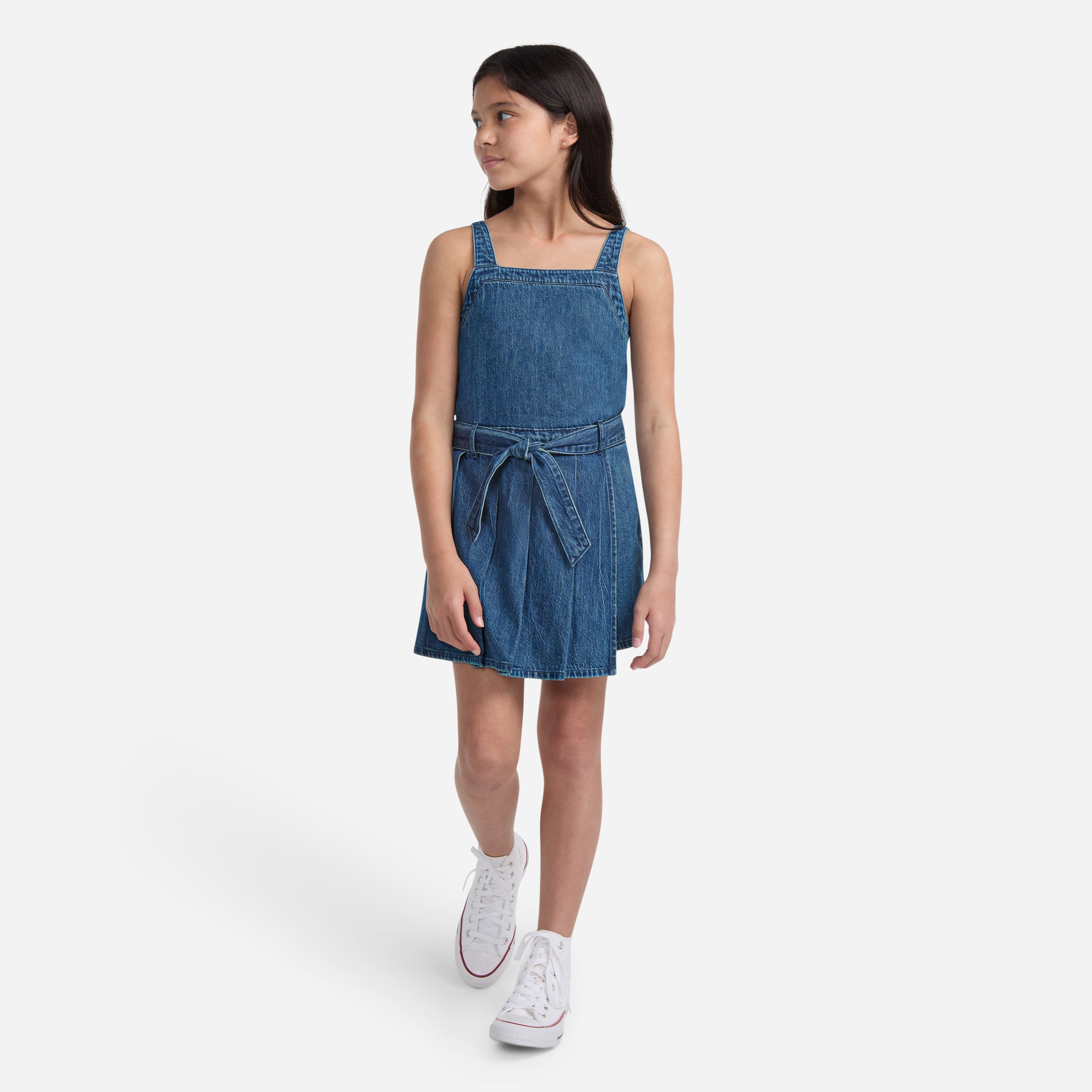 Abercrombie Kids Jeanskleid AFG PLEATED SKORT DRESS mit Bindeband