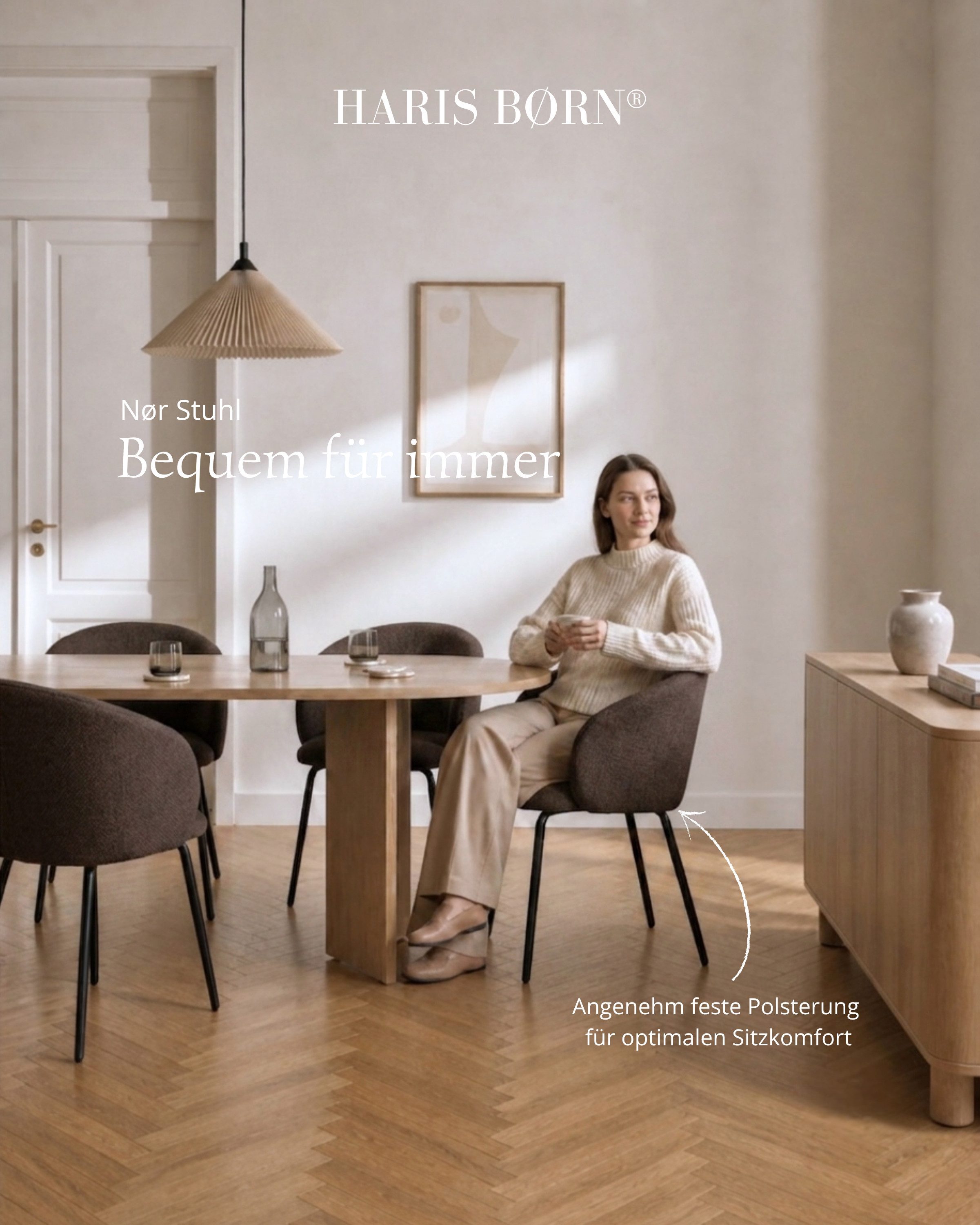 Haris Børn Esszimmerstuhl mit Armlehnen - Hochwertige Polsterstühle für Esszimmer (Set, 4 St), Premium Esszimmer Stühle & Wohnzimmer Stühle