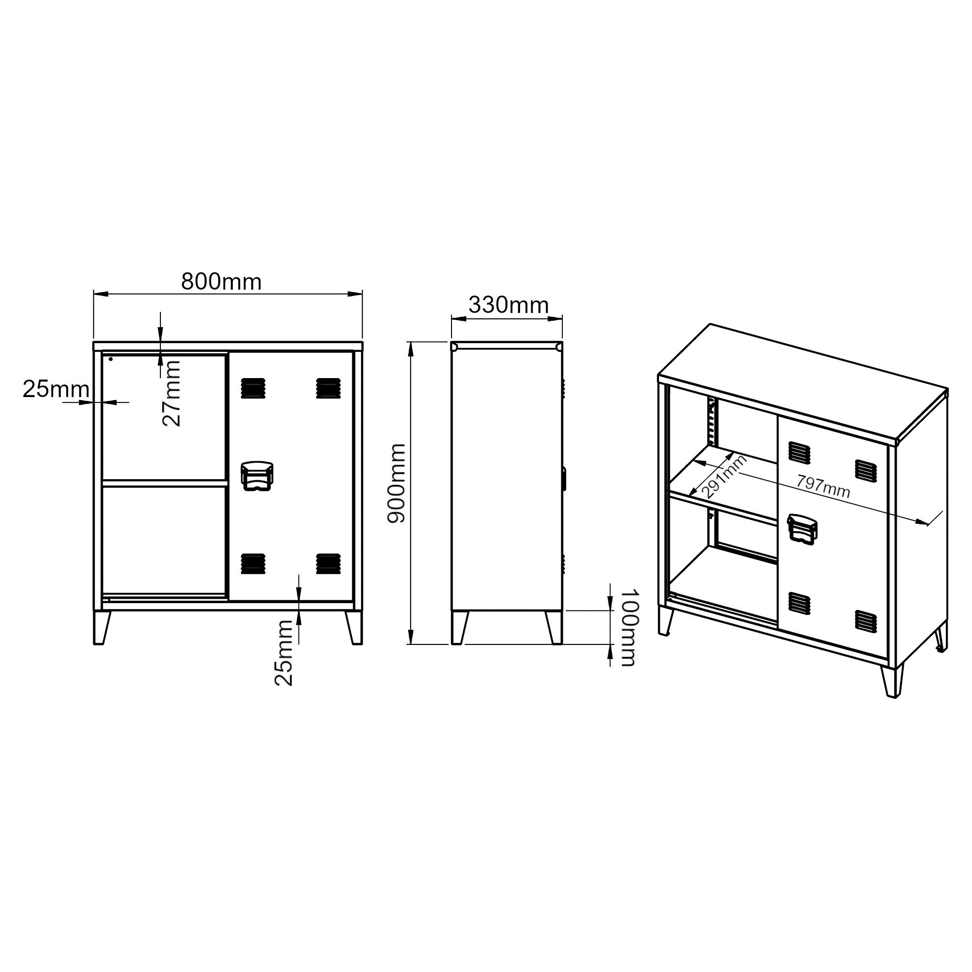 en.casa Aktenschrank »Oripää« mit 2 Türen Stahl 90x80x33 cm Weiß