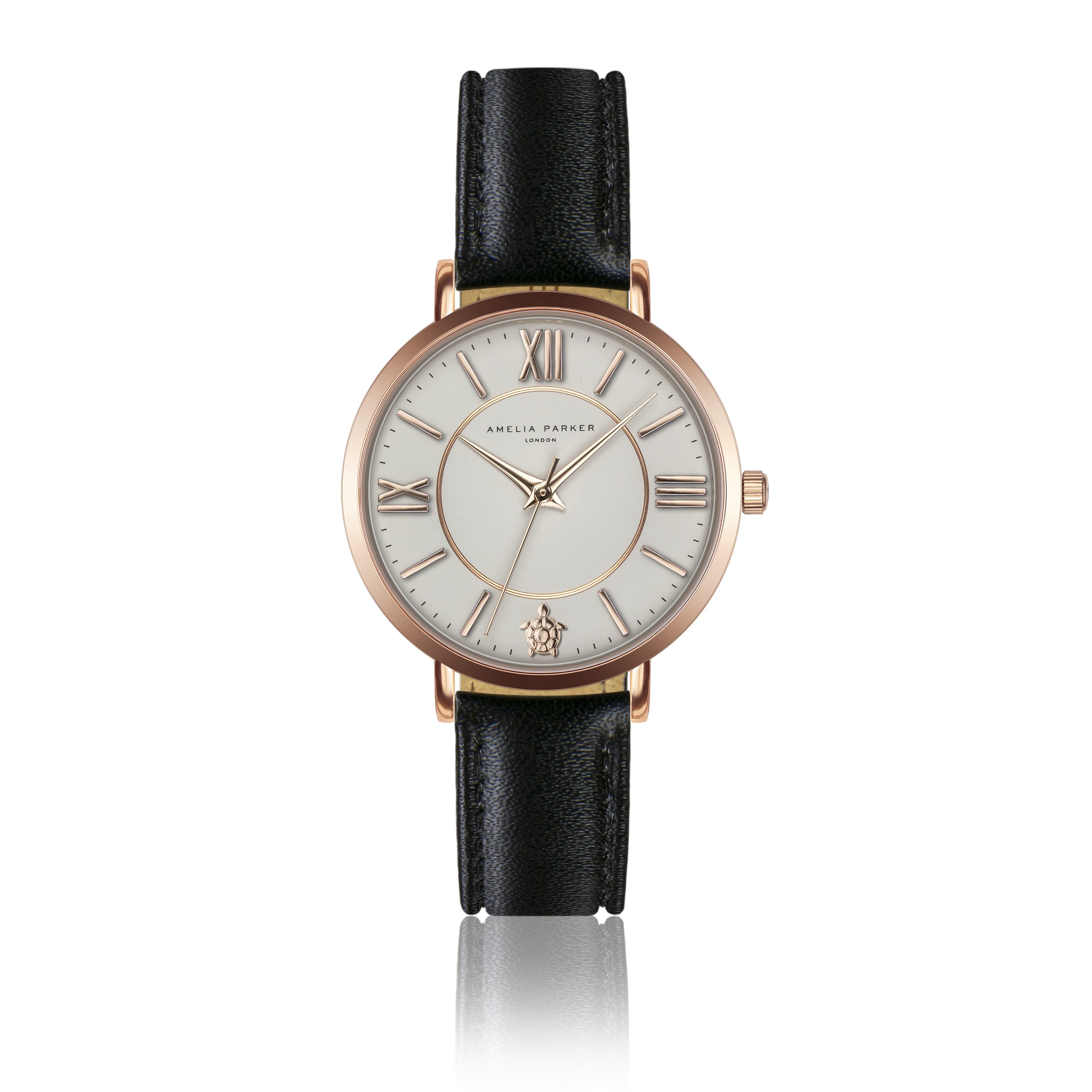 AMELIA PARKER Quarzuhr AB4-S014R Petite Classique Black Leather