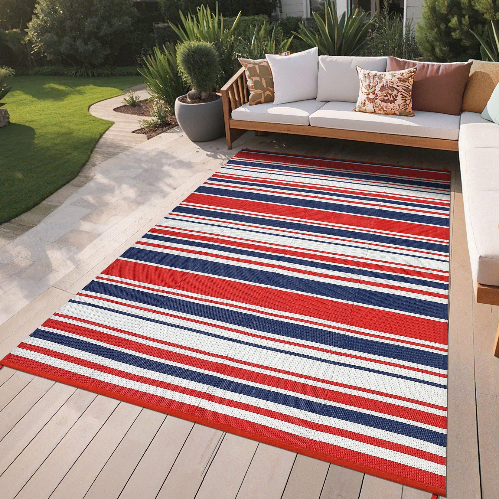 GarveeMore Outdoorteppich Outdoor-Teppich, wasserabweisend, PP-Gewebe, UV-beständig, für Terrasse, Balkon & Garten