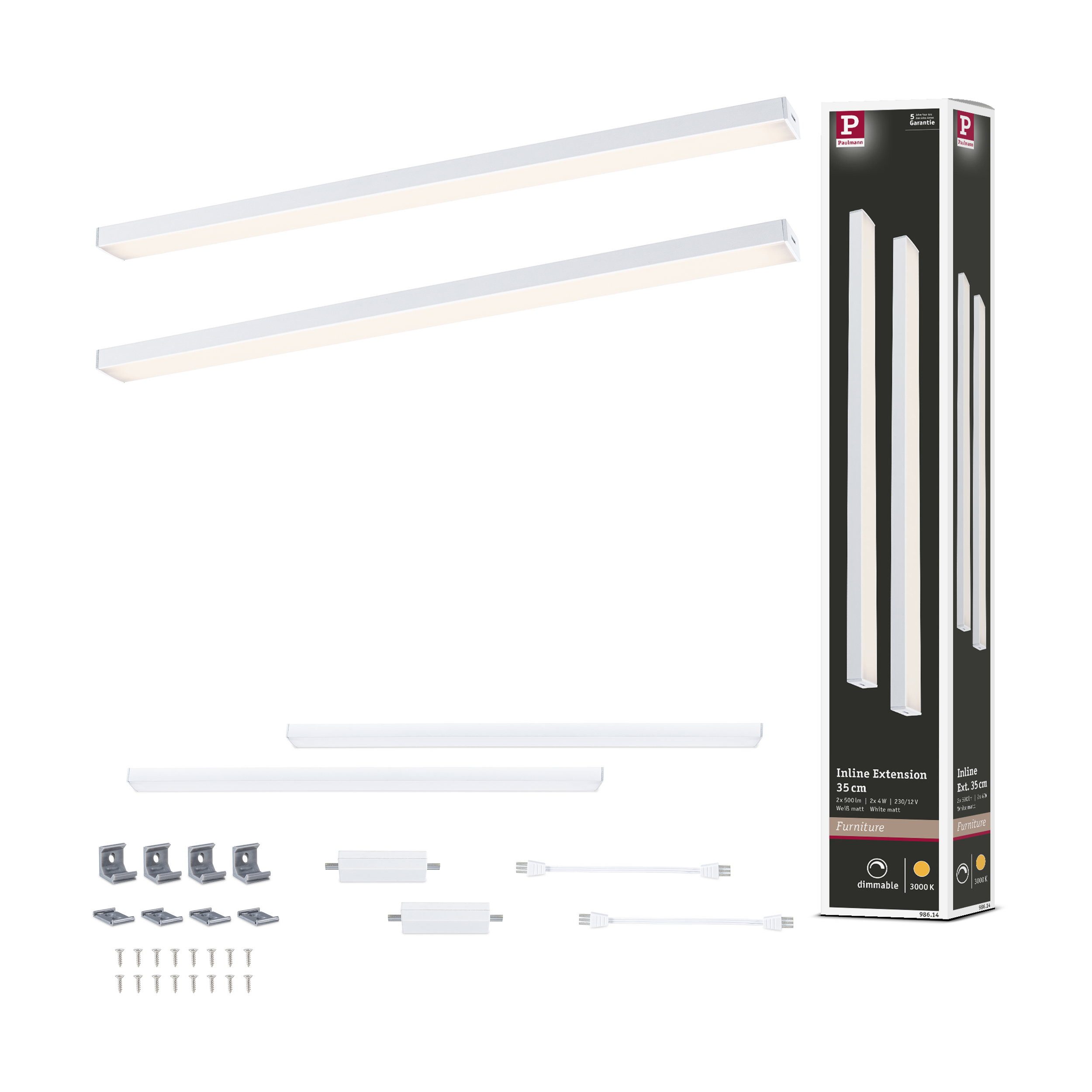 Paulmann LED Unterbauleuchte LED Unterschrankleuchte Inline Erweiterungsset 3000K dimmbar 2x4W 350x