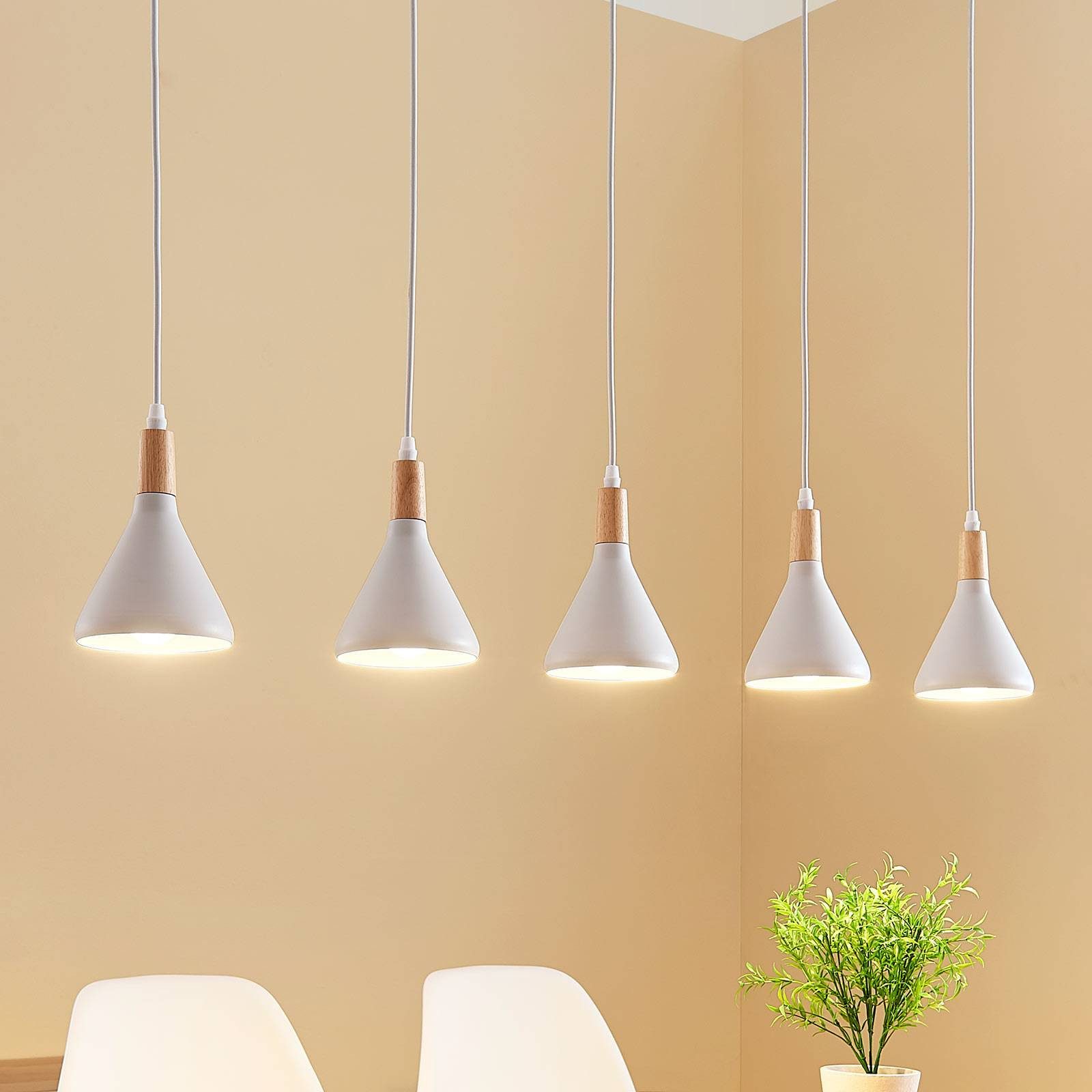 Lindby Hängeleuchte Arina, Metall, Weiß IP20, 5 x 10 W LED