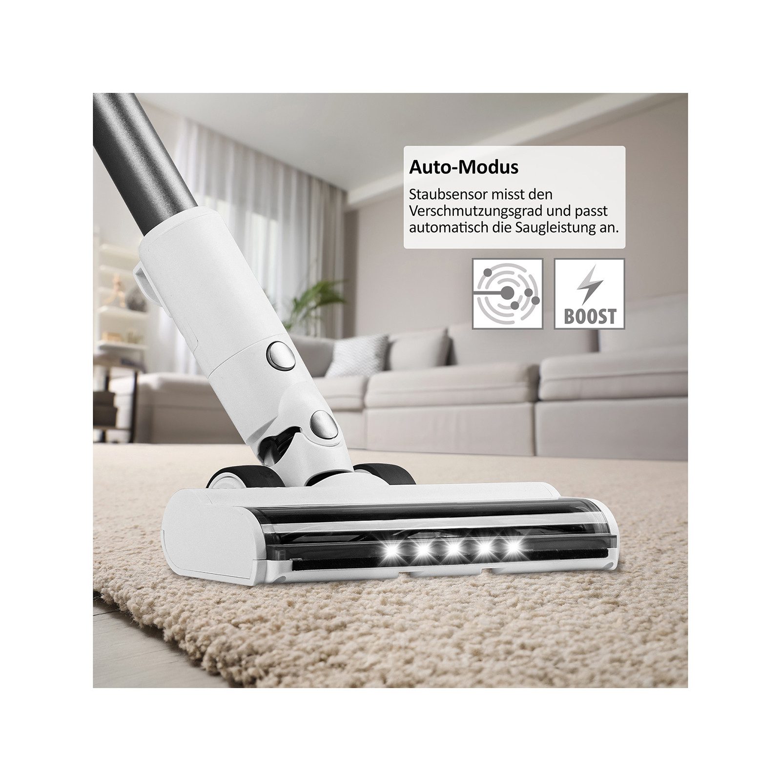 Genius Akku-Bodenstaubsauger Genius Invictus X4 Pro Akku Staubsauger13 tlg., Staubsauger Kabellos, 150,00 W, Quick-Clean-Funktion: Entleeren des Staub-Behälters per Knopfdruck, 2 Modi: Auto und Boost, Quick-Clean-Funktion, Ultra-Leicht