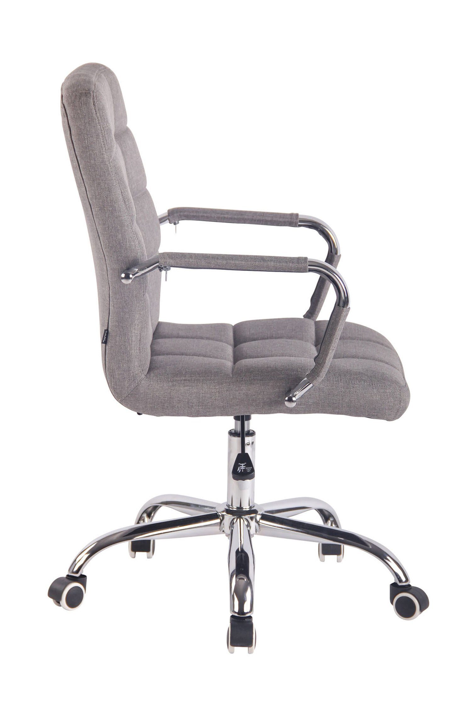 360° XXL), - Sitzfläche: mit bequemer Drehstuhl, Stoff Metall Deal drehbar - Gestell: Chefsessel, TPFLiving grau Rückenlehne chrom (Schreibtischstuhl, Bürostuhl Bürostuhl höhenverstellbar und