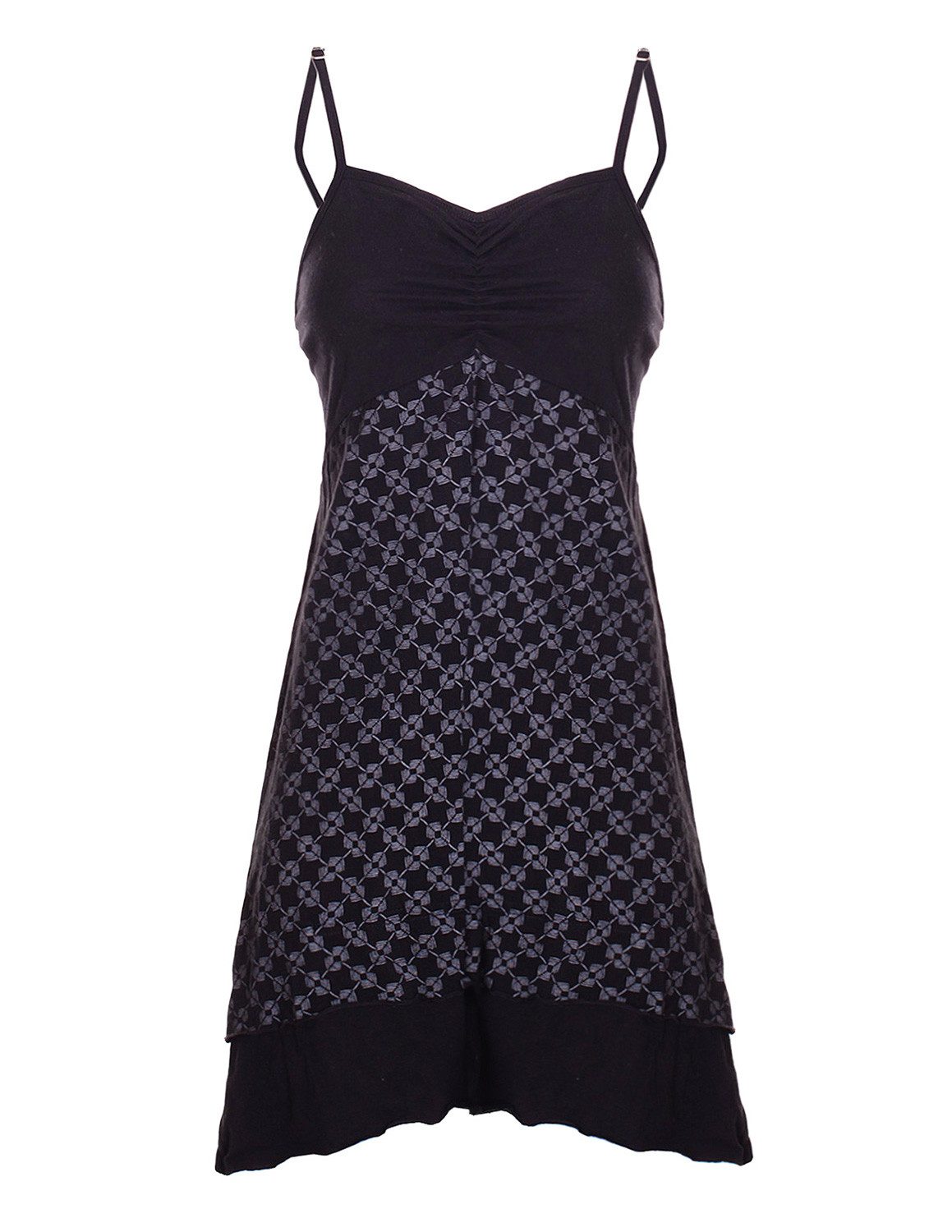 Vishes Sommerkleid Damen Babydoll Spaghettiträger bedruckt Baumwolle Alternative Mode, Boho, Hippie, Ethno, Festival