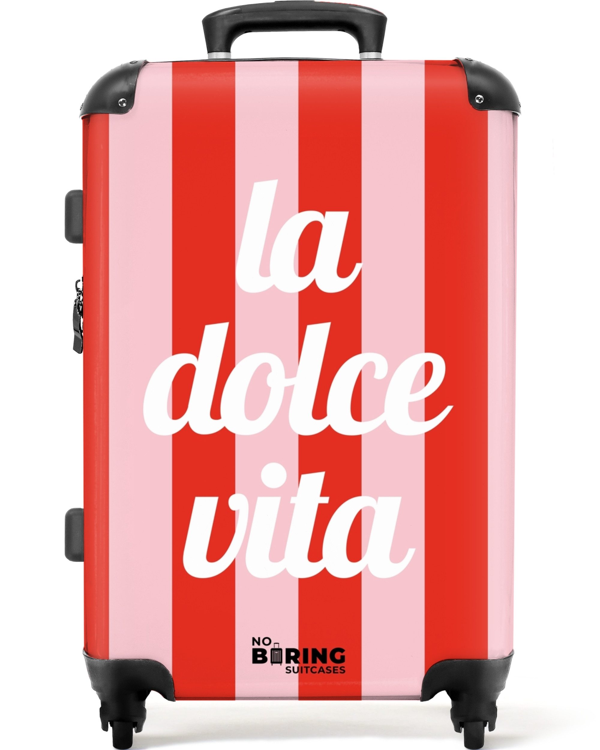 NoBoringSuitcases.com© Hartschalen-Trolley Rote und rosa Streifen günstig online kaufen