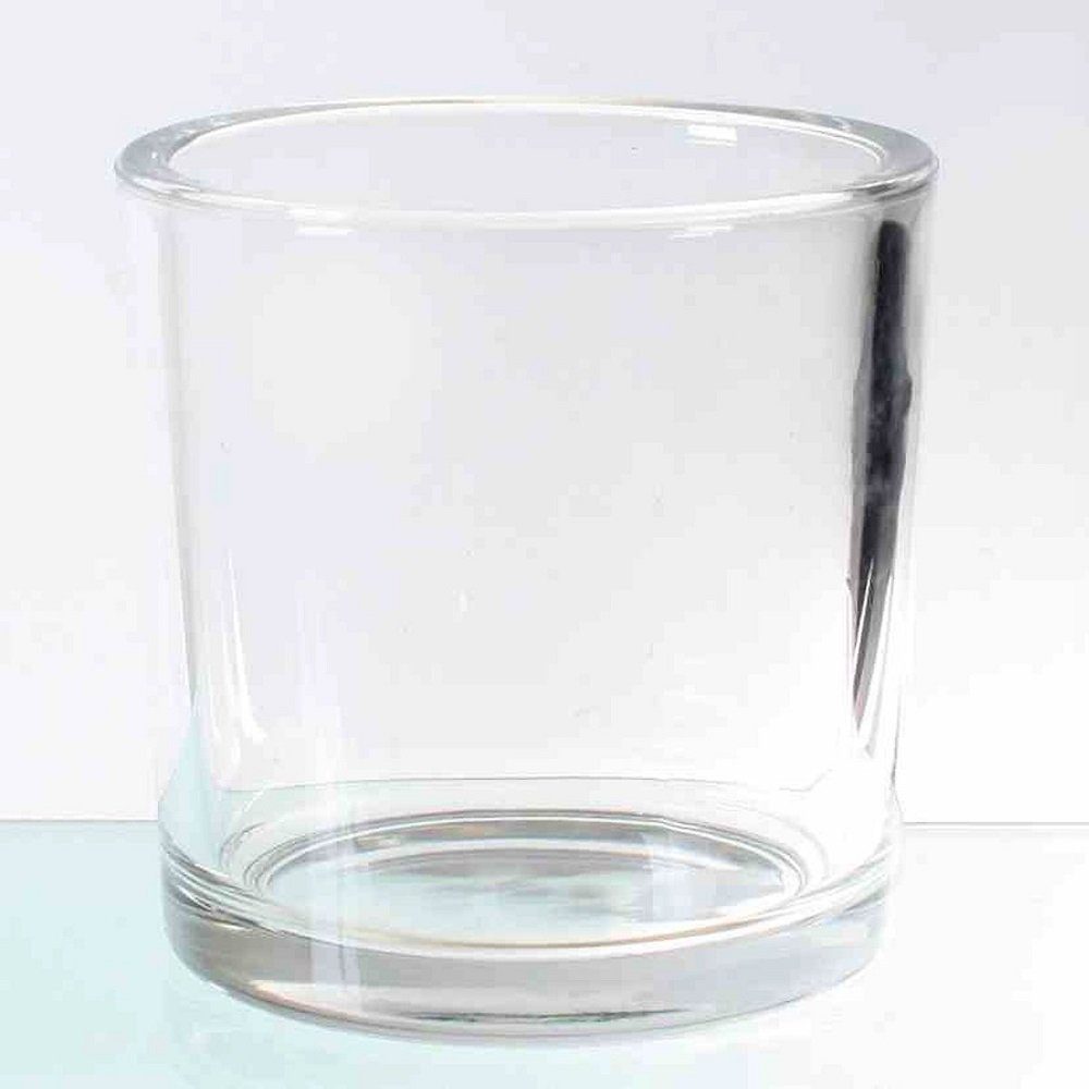 Linoows Teelichthalter Glastopf, Windlicht-Glas, dickwandiges Teelicht Glas (1x), Windlicht für Rosenfreunde Glas Kerzenständer