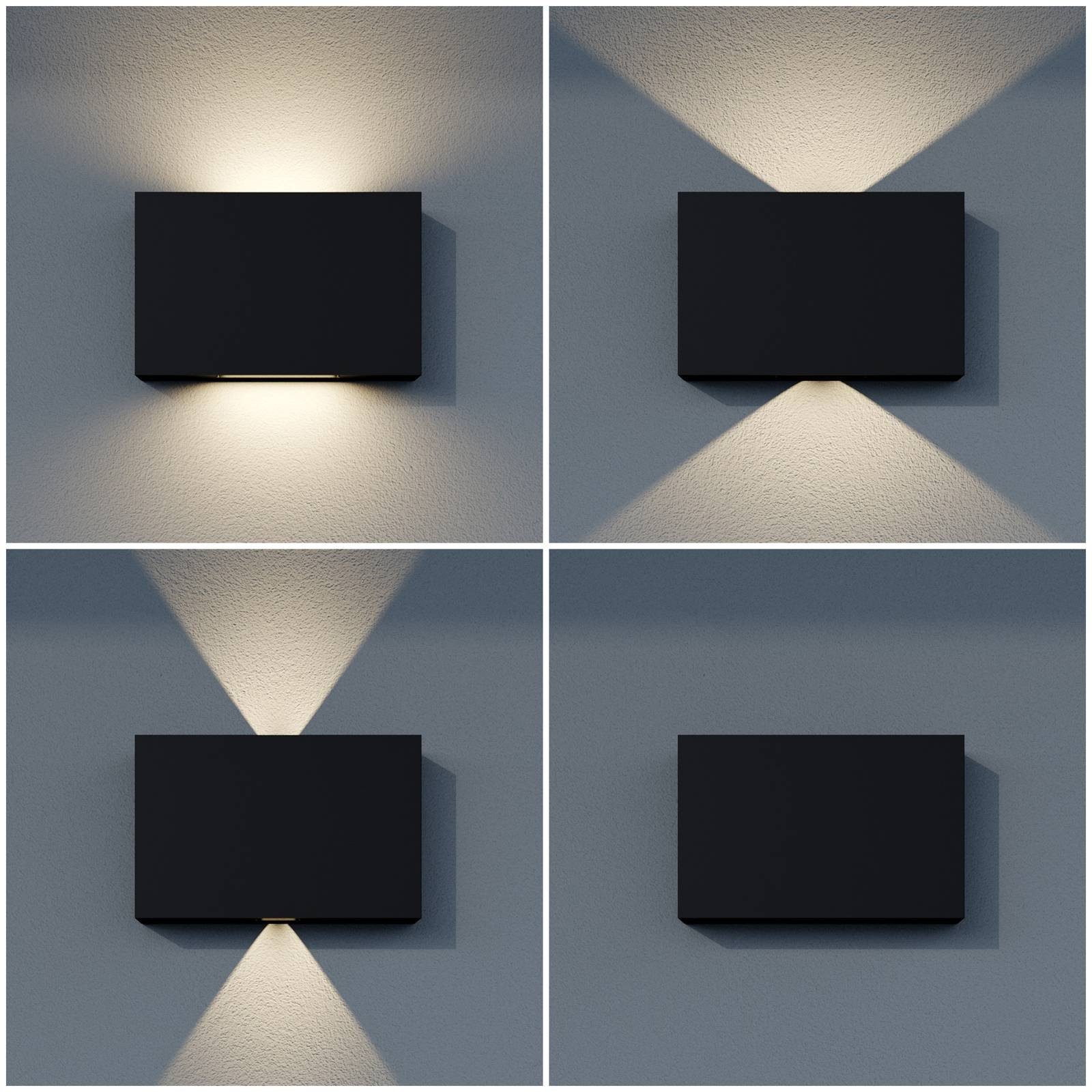 Lucande LED Außen-Wandleuchte Alenda, 2 inkl. Modern, Aluminiumdruckguss, fest LED-Leuchtmittel Temperglas, verbaut, flammig, warmweiß, dunkelgrau