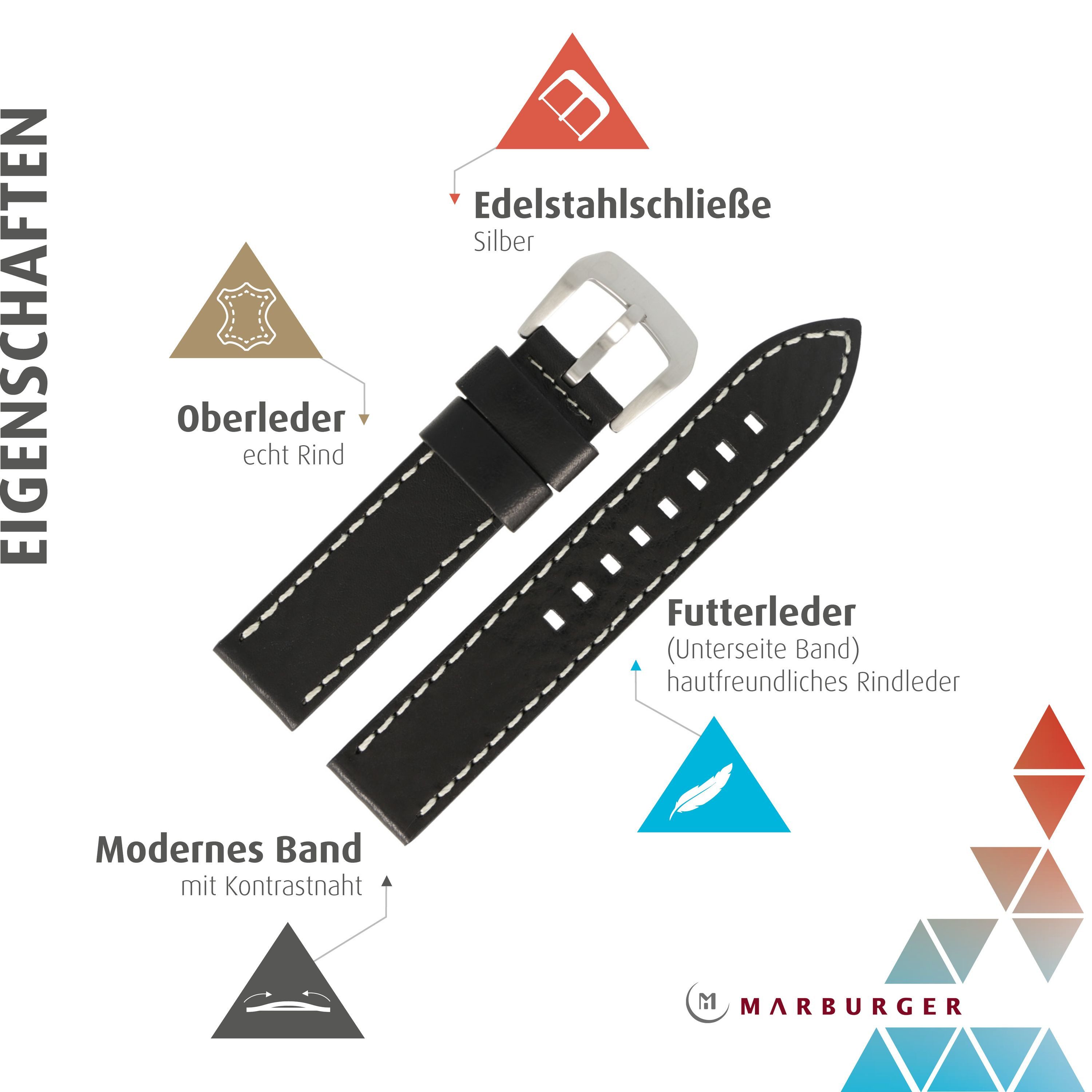MARBURGER Uhrenarmband 22mm Leder