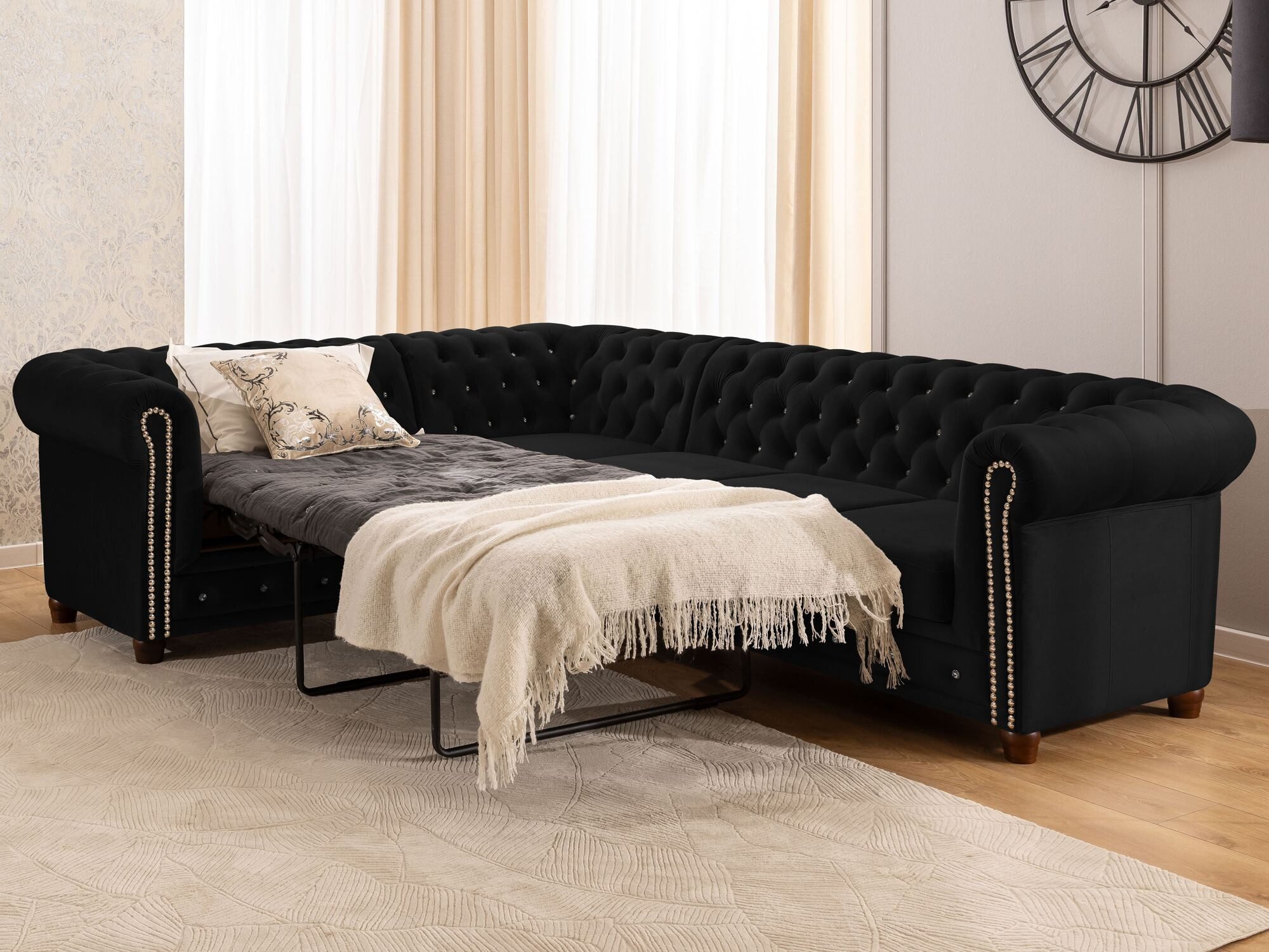 S-Style Möbel Ecksofa Chesterfield mit Schlaffunktion günstig online kaufen