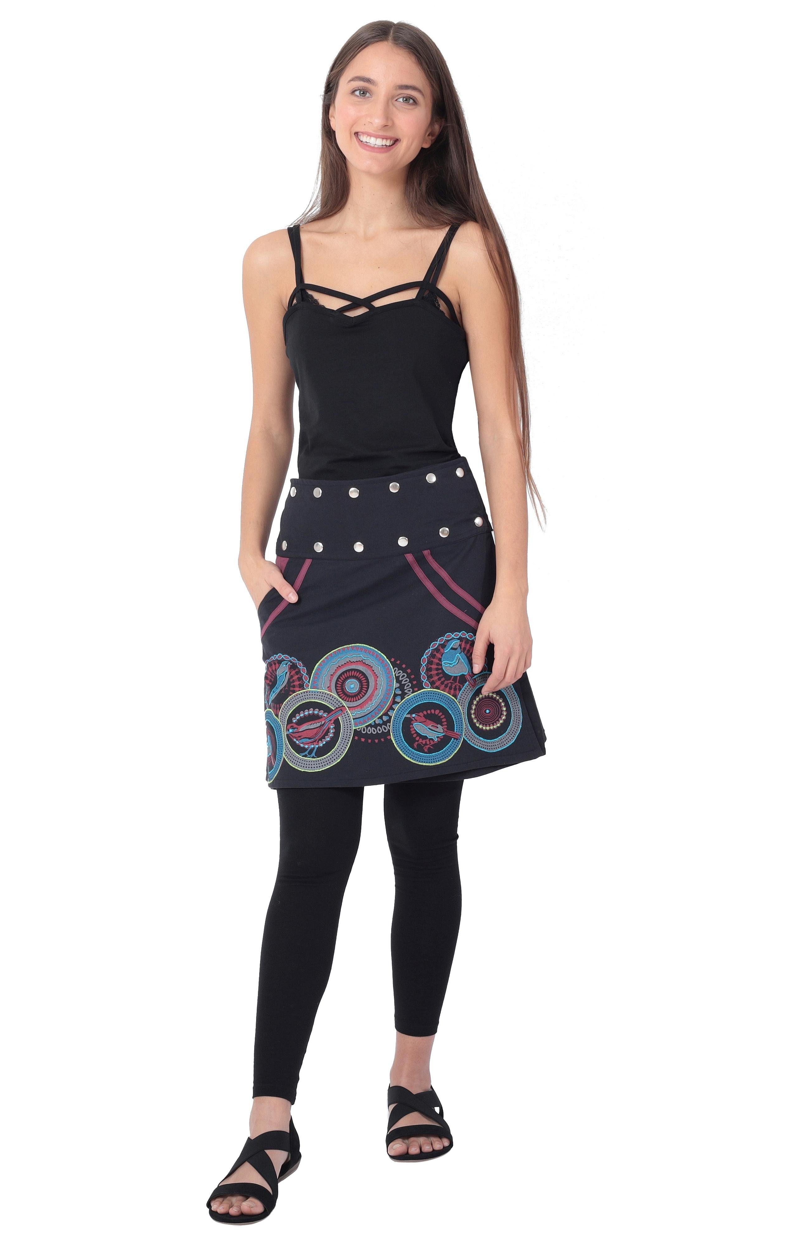 PUREWONDER Wickelrock Damen Rock mit Vögeln günstig online kaufen