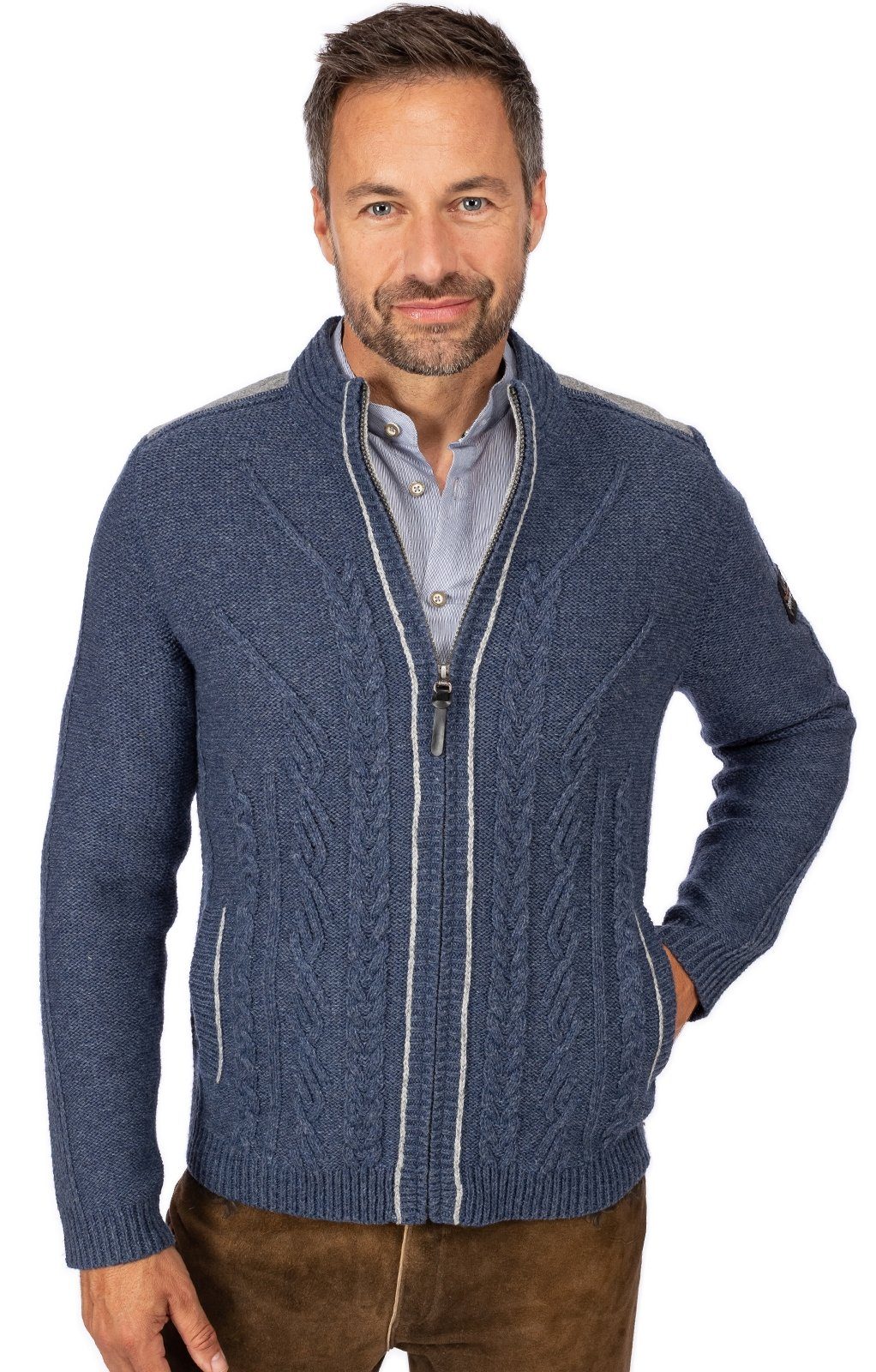 Spieth & Wensky Trachtenjacke Strickjacke WADIM jeansblau