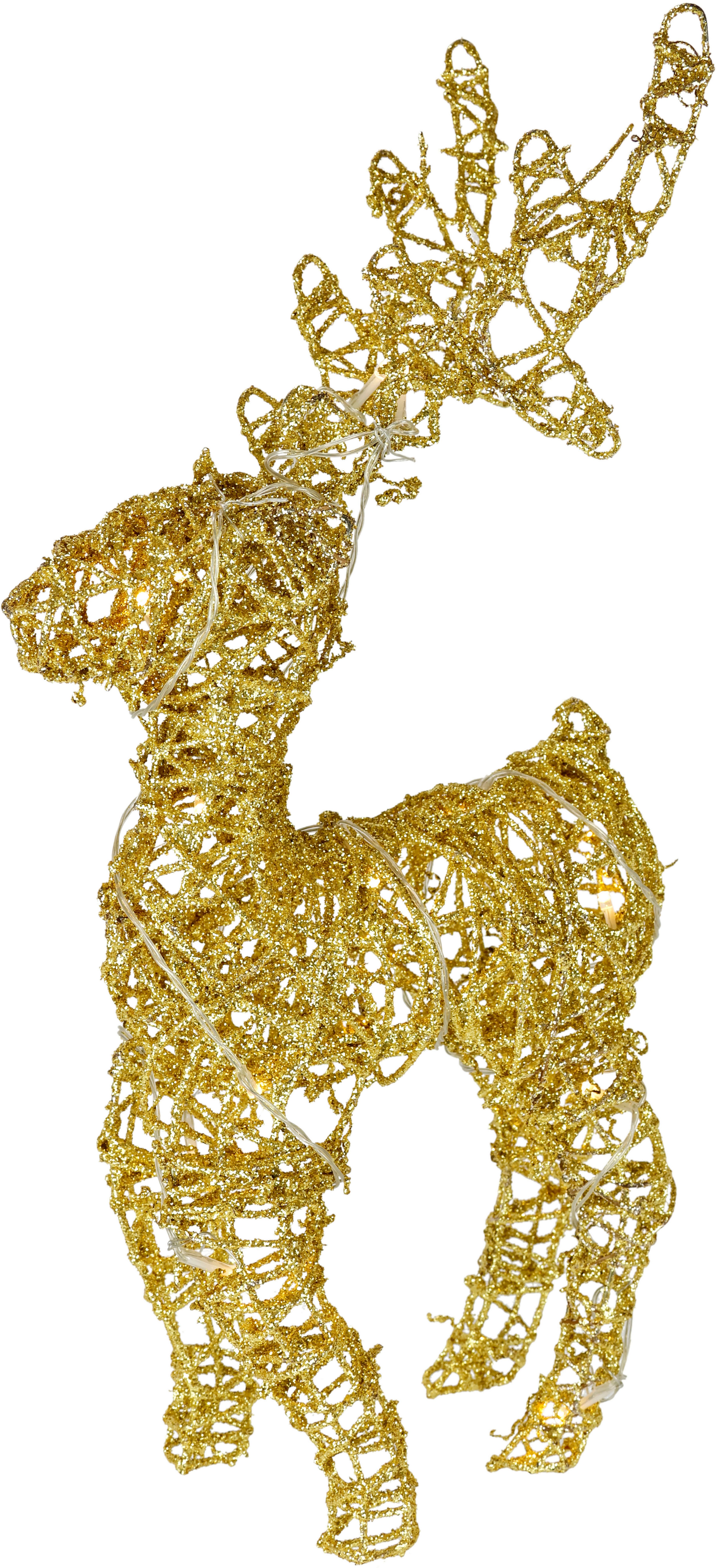 I.GE.A. LED-Dekofigur LED-Rattan-Hirsch (1 St), Statue leuchtend Weihnachtsdeko Figur Reh Skulptur Garten