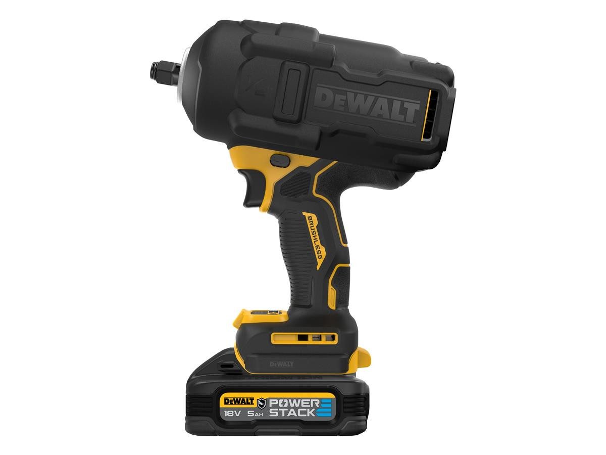 DeWalt Akku-Schlagschrauber 1/2", 18V / 5 Ah, 1200 U/min, 1632 Nm, mit bis Max. Lösemoment von 2.372 Nm und POWERSTACK G-Akkus