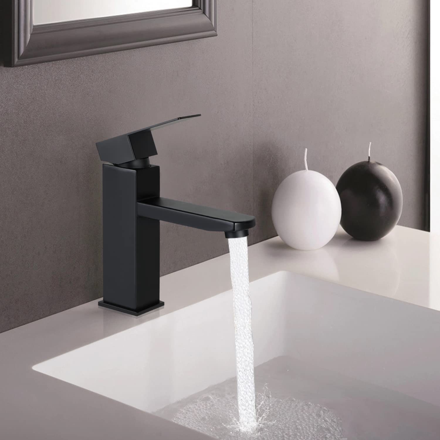 Nettlife Spültischarmatur Badezimmer Waschbecken Mixer Armaturen Schwarz (1-St., Mischbatterie) Hochdruck Edelstahl Armatur Kaltwasser einhebelmischer Badarmatur