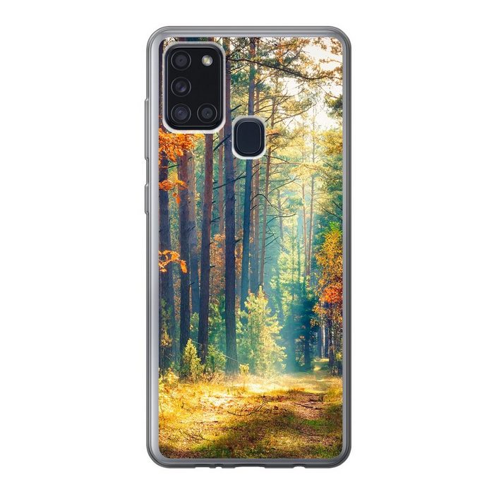 MuchoWow Handyhülle Wald - Sonne - Natur - Herbst Handyhülle Samsung Galaxy A21s Smartphone-Bumper Print Handy
