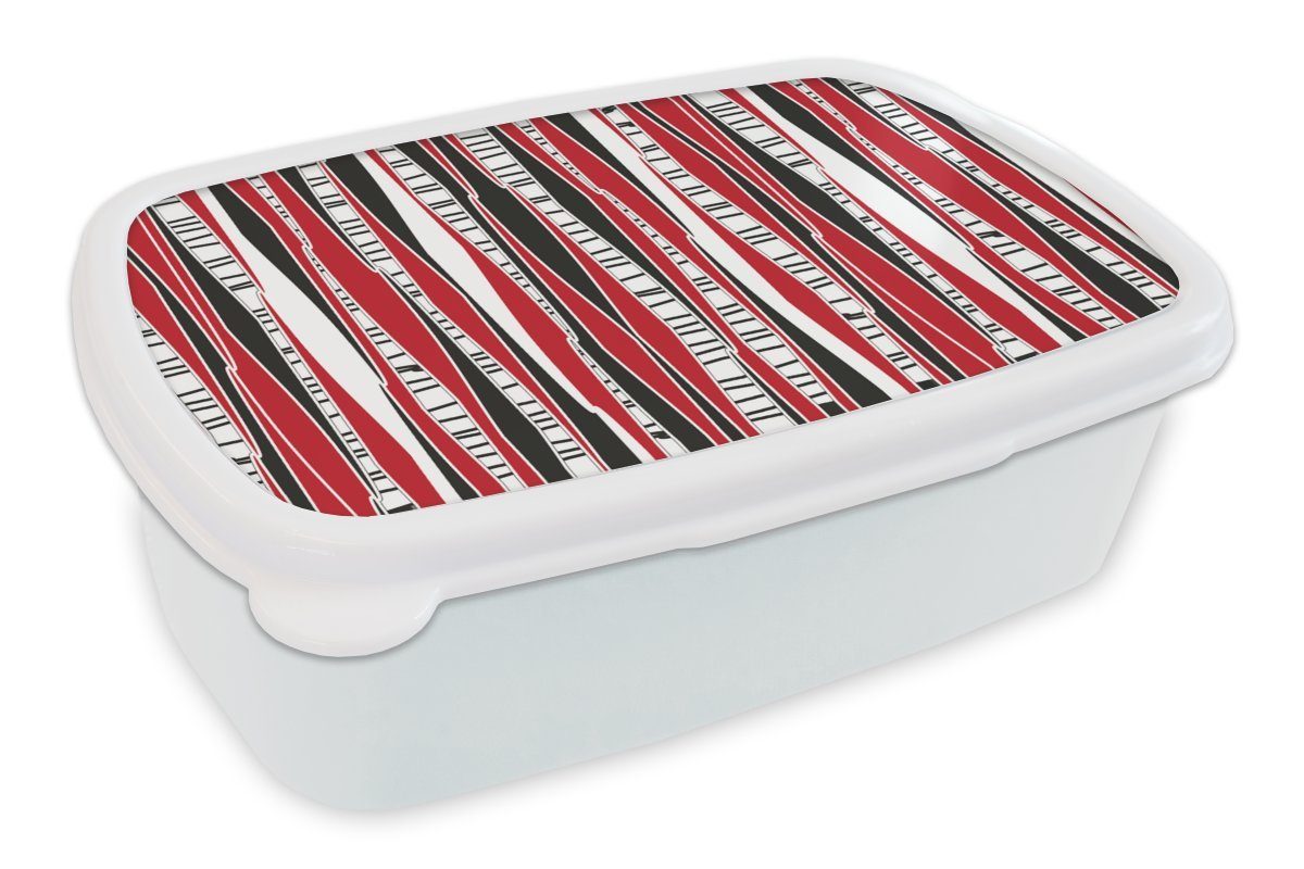 MuchoWow Lunchbox Rot - Muster - Baum, Kunststoff, (2-tlg), Brotbox für Kinder und Erwachsene, Brotdose, für Jungs und Mädchen weiß