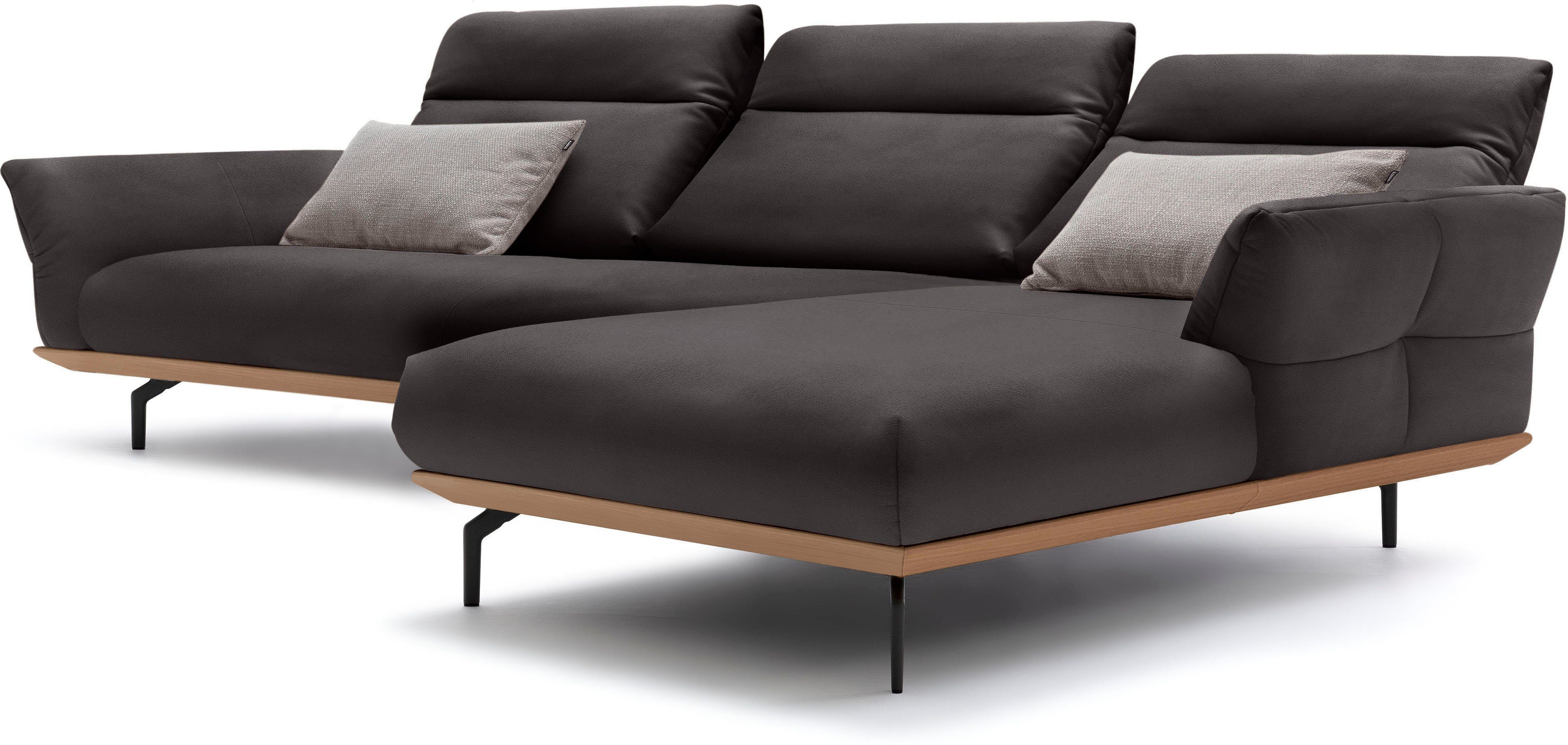 hülsta sofa Ecksofa hs.460, in cm Umbragrau, in Breite 338 Winkelfüße Eiche, Sockel