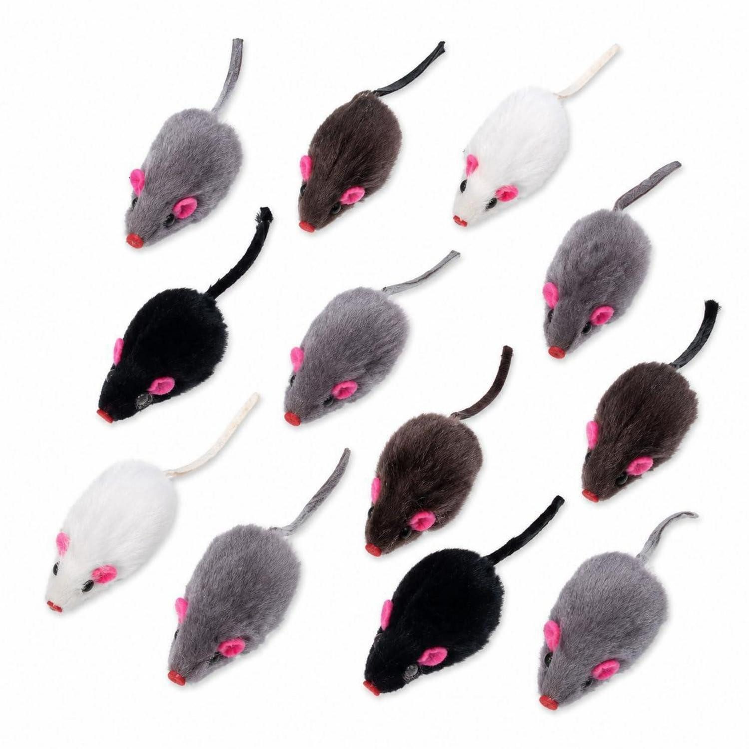 LuxusKollektion Plüschmäuse Katzenspielzeug Maus 12er Set, Fell, (12-tlg)