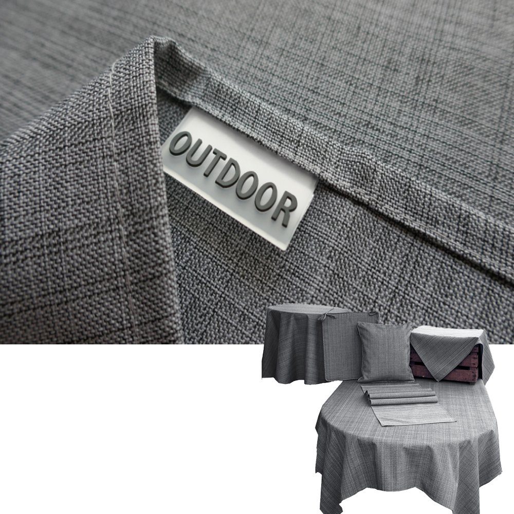 Tischdecke SAISON Outdoor Grau 90x90 Tischdecke, knitterfrei; bügelfrei;