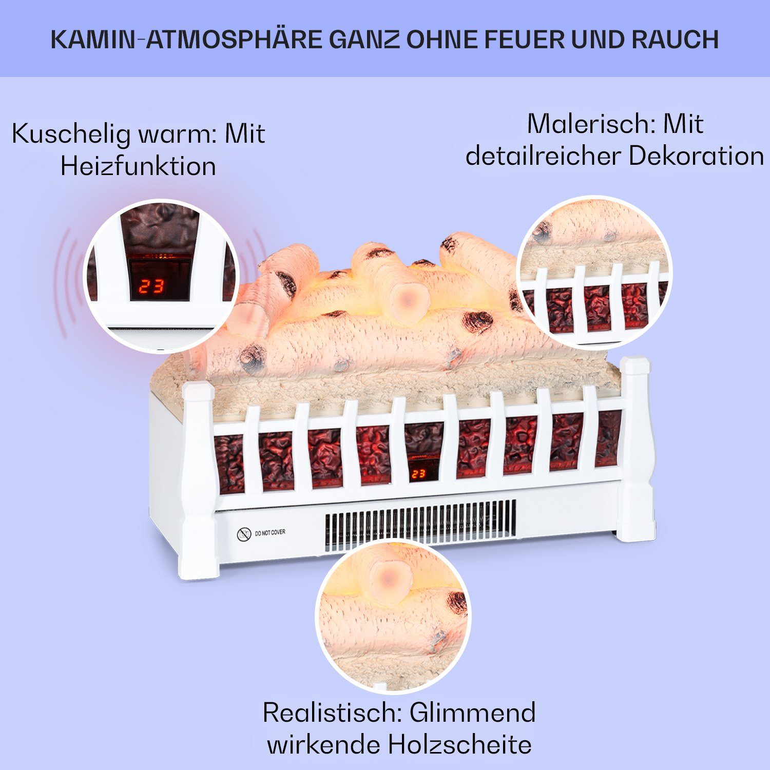 Klarstein Elektrokamin Kamini FXL 2G, elektrischer Kamin mit Heizfunktion Heizlüfter elektrischer Kaminofen