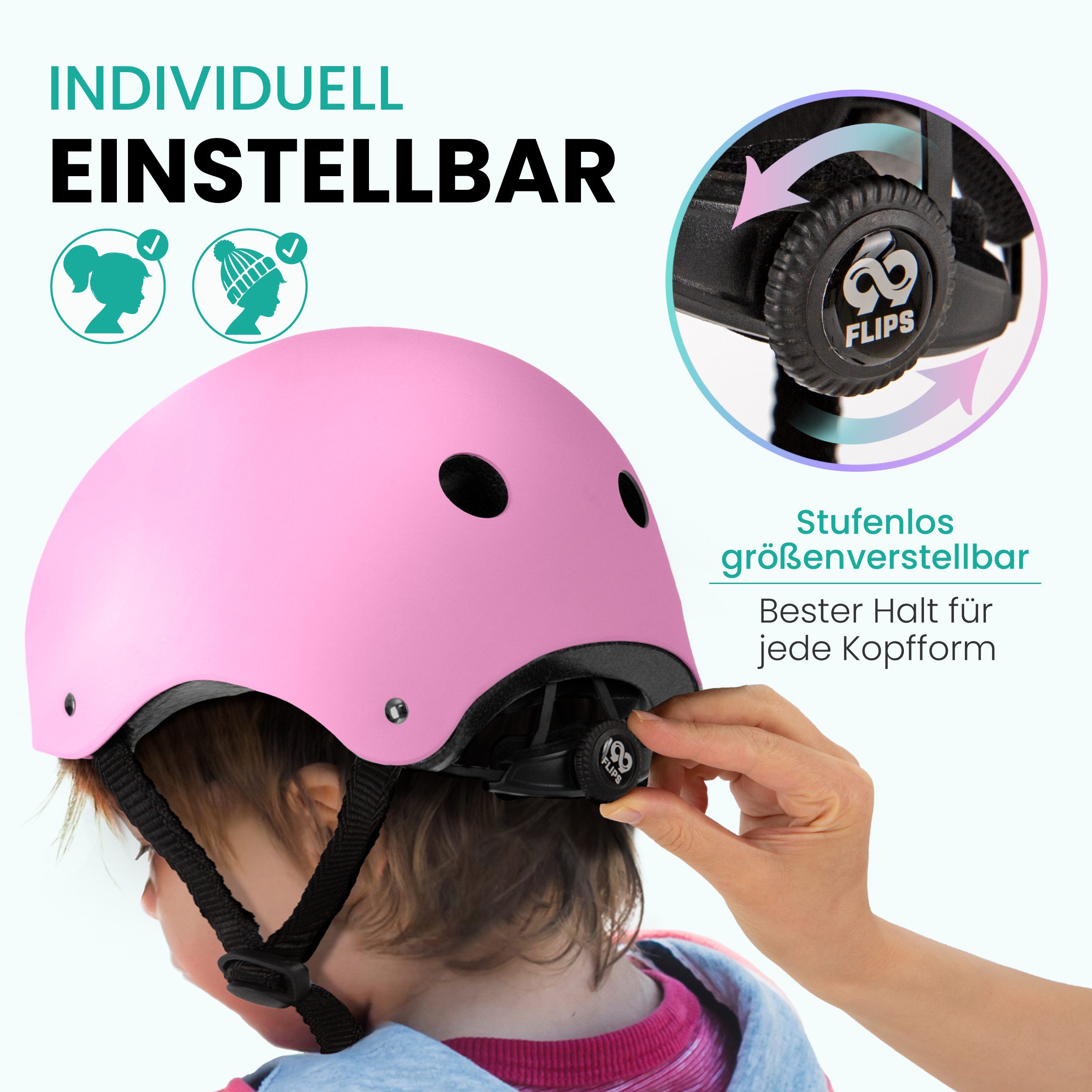 99FLIPS Fahrradhelm Mädchen ab 3 Jahre Skateboard Helm Kinder Einhorn Design, Kinderhelm Inliner Fahrrad Helm Pink Kleinkinder Schlittschuhe