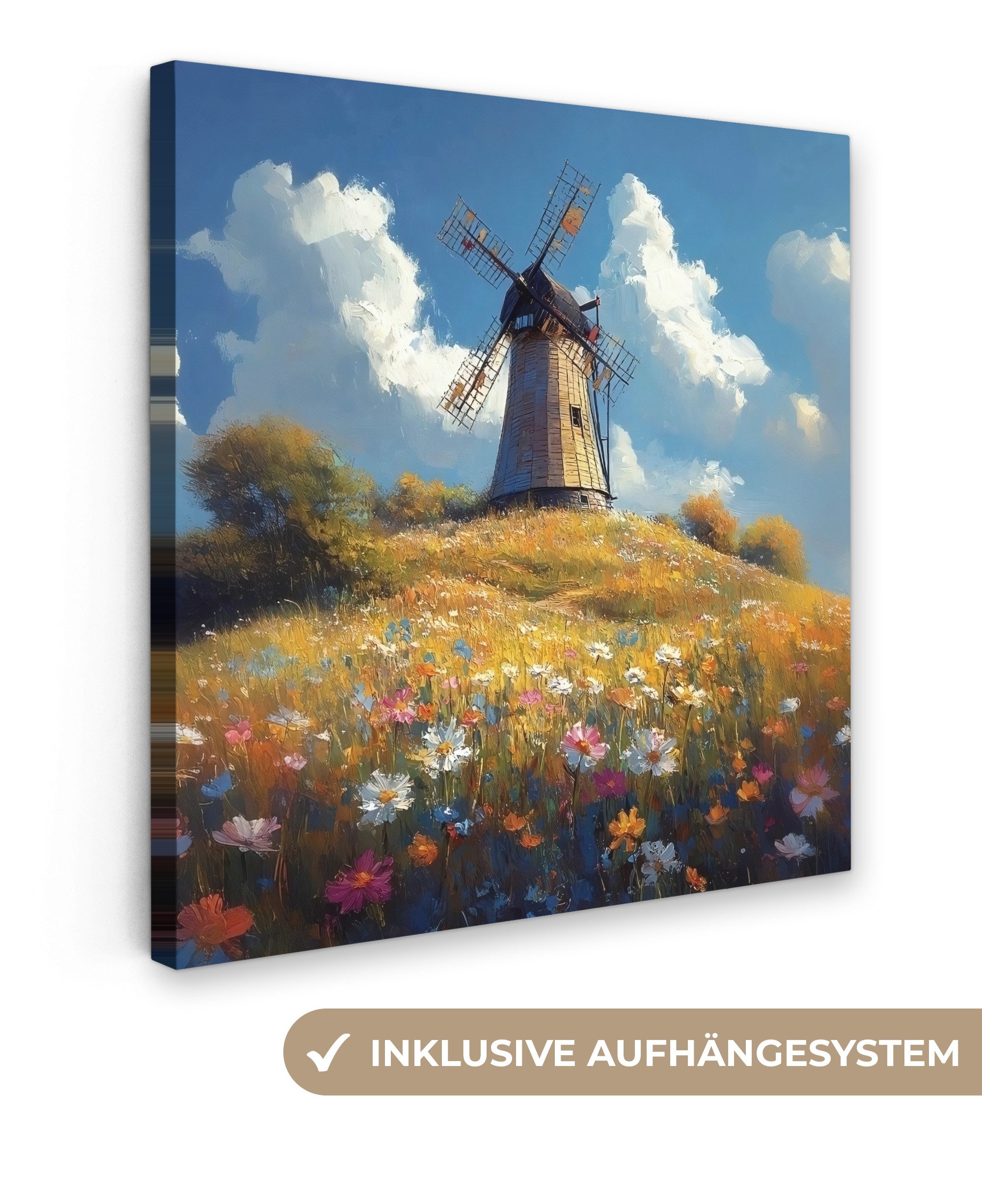 OneMillionCanvasses® Leinwandbild Windmühle - Hügel - günstig online kaufen