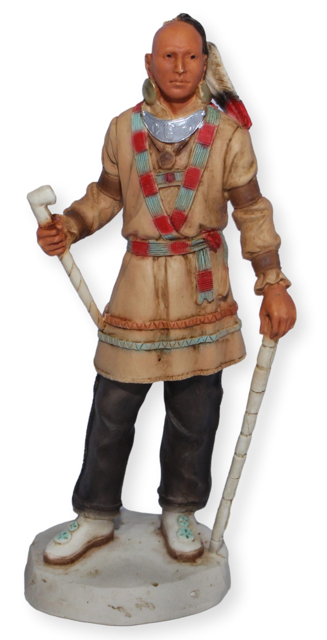 Castagna Dekofigur Native American Figur Ostenaco Krieger H 16 cm mit Stock in den Händen Dekofigur Castagna | Dekofiguren