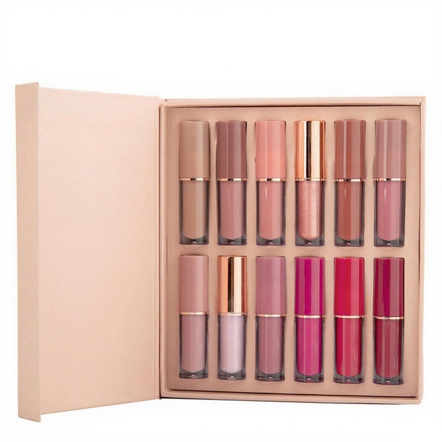 LuxusKollektion Lippenstift-Set Lippenstift Set 12 Farben Matte Flüssig Beige Langlebig