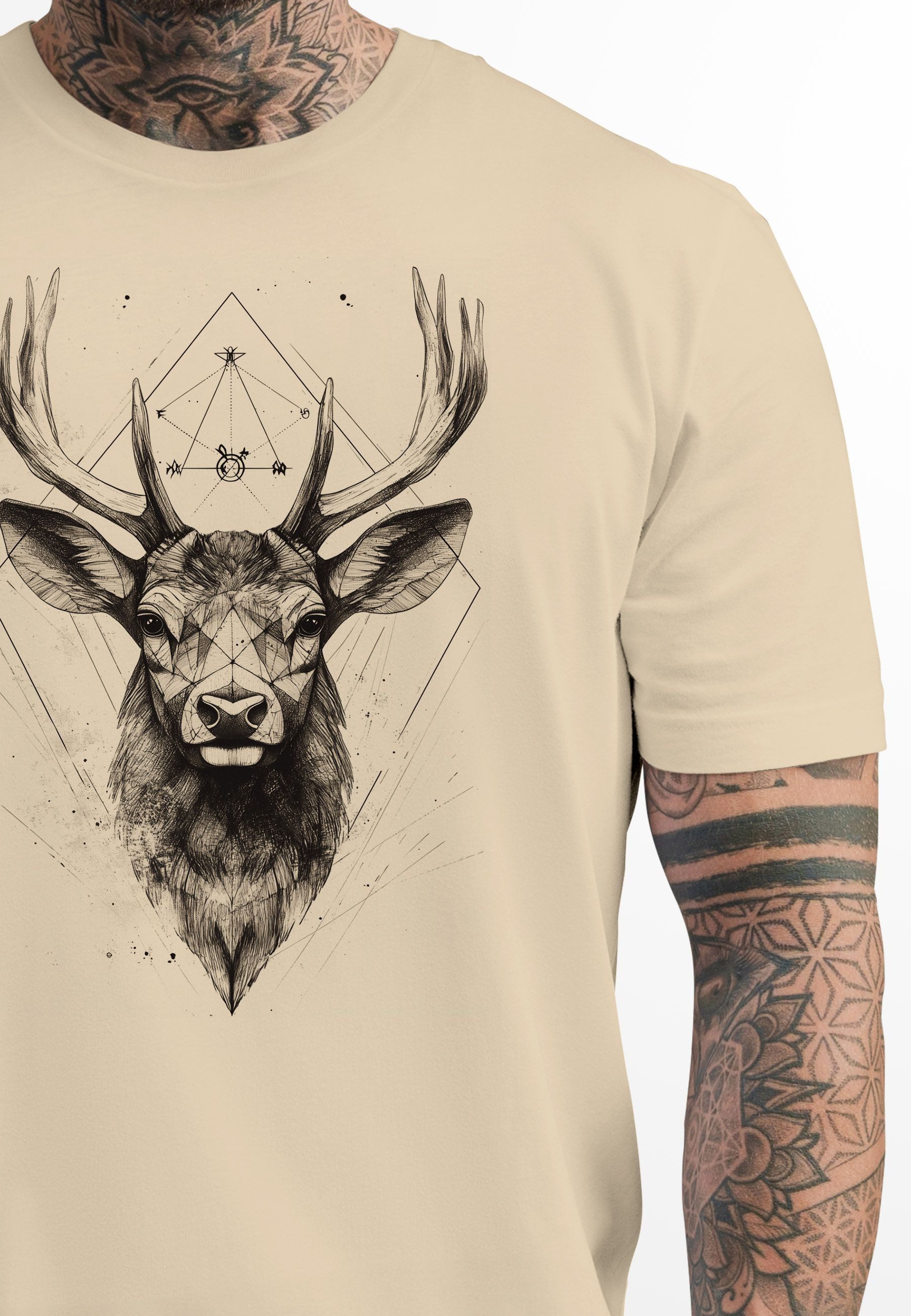 Neverless Print-Shirt Herren T-Shirt Hirsch Trachtenshirt Tiermotiv WildTie günstig online kaufen