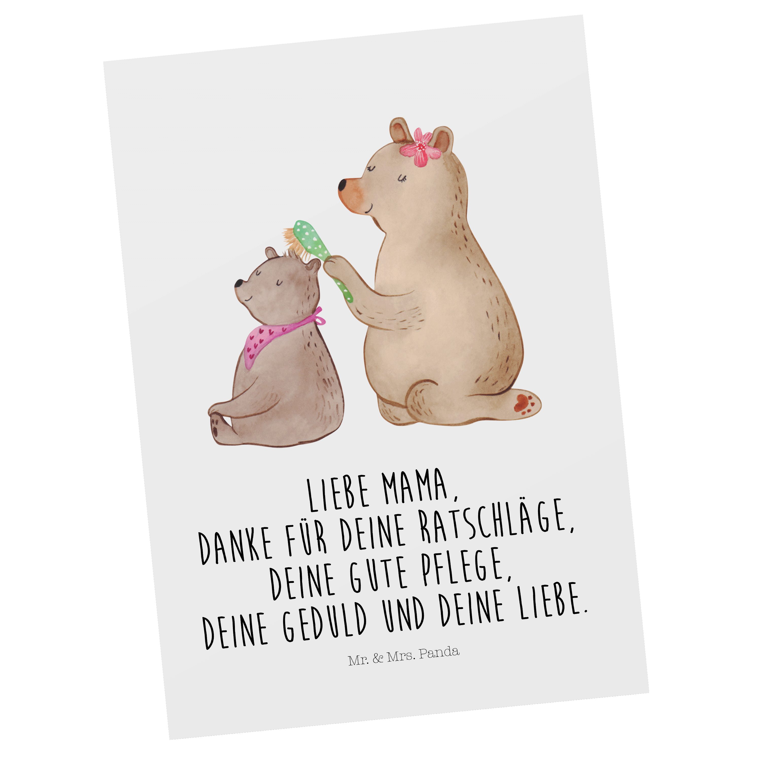 Mr. & Mrs. Panda Postkarte Bär mit Kind - Weiß - Geschenk, Vatertag, Tochter, Einladung, Geschen
