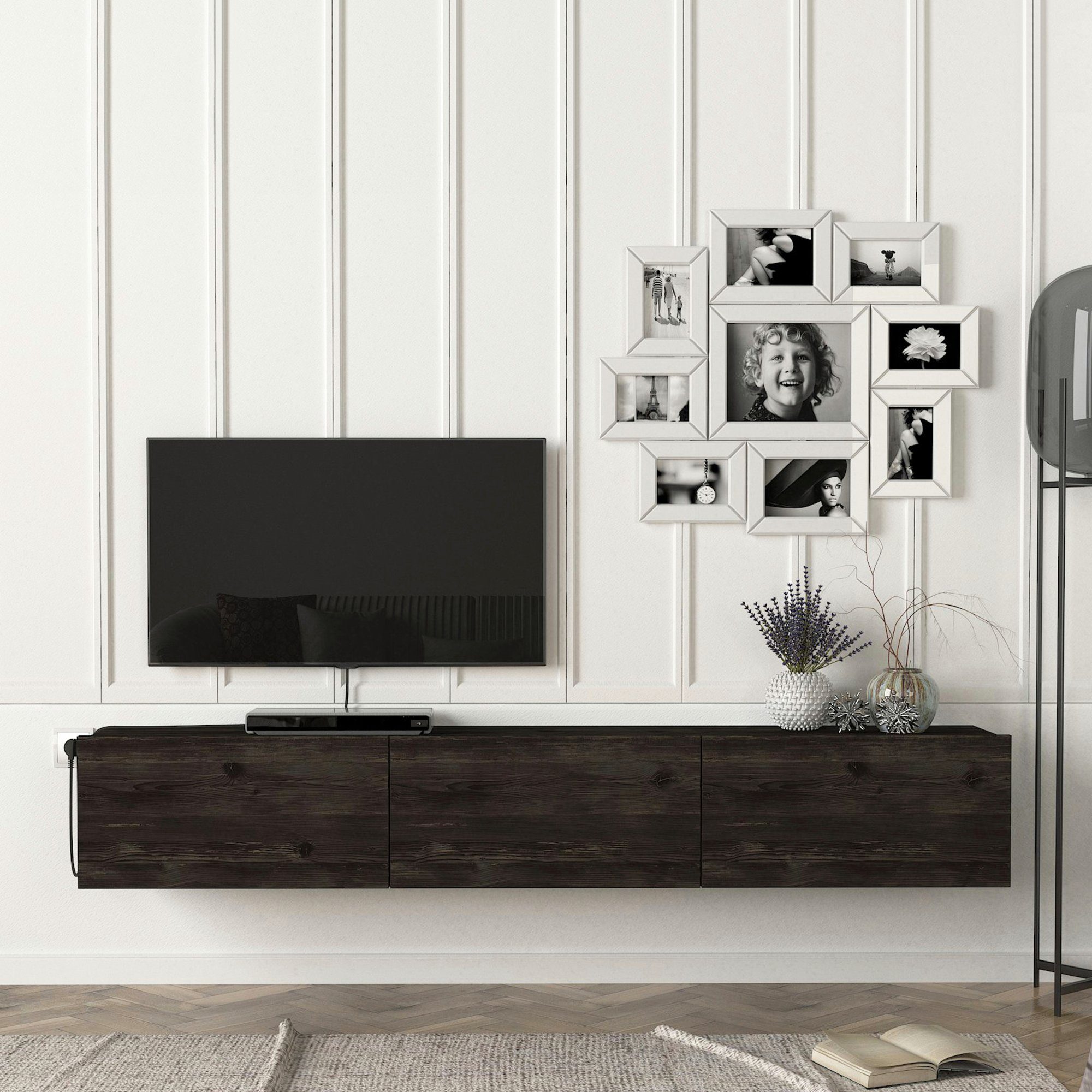 en.casa TV-Schrank »Vihti« Fernsehschrank 180x31x29,5cm Eiche, günstig online kaufen