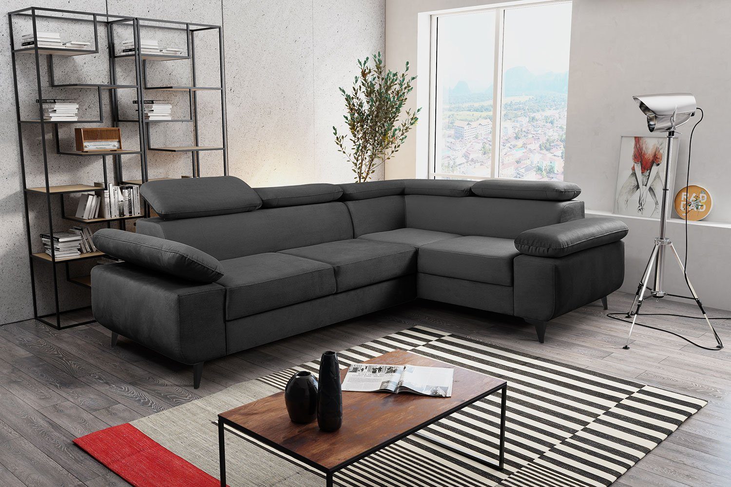 Feldmann-Wohnen Ecksofa Fabio, 260cm Farbe und Ausführung wählbar rotlila (Solar 63)