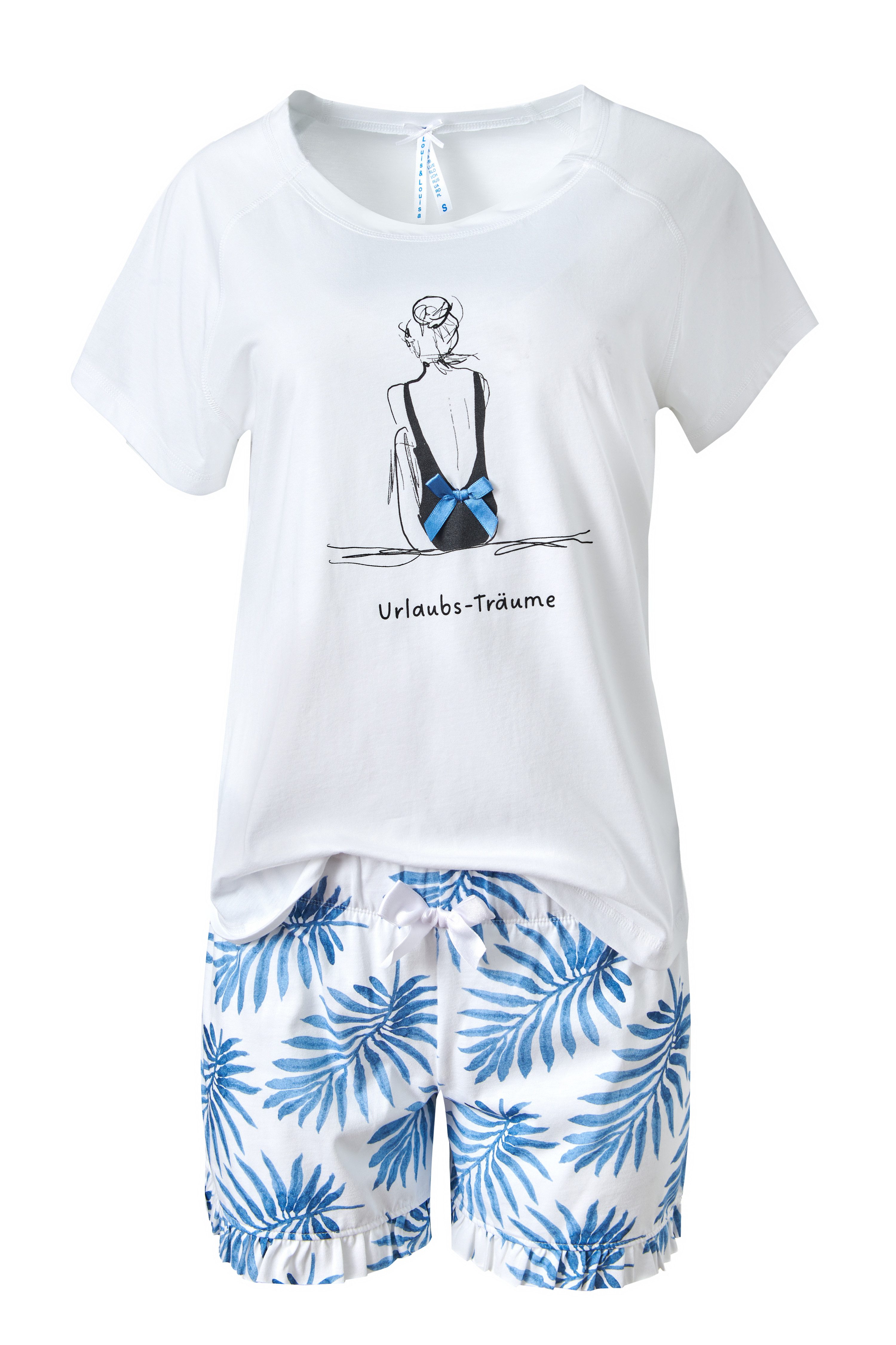 Louis & Louisa Shorty Short-Set "Urlaubsträume" weiß/blau-allover