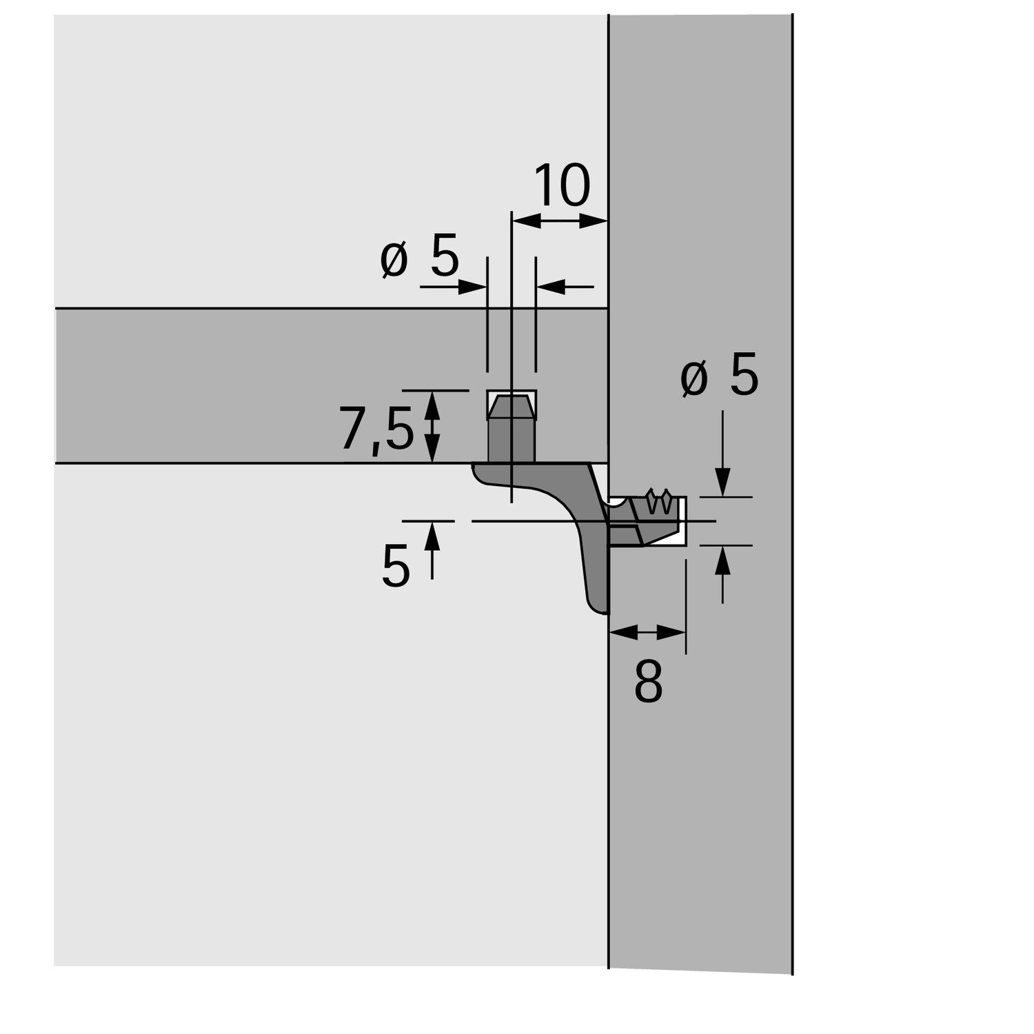Thumbnail - Hettich Türbeschlag Bodenträger Sekura 1.1 5mm, vernickelt