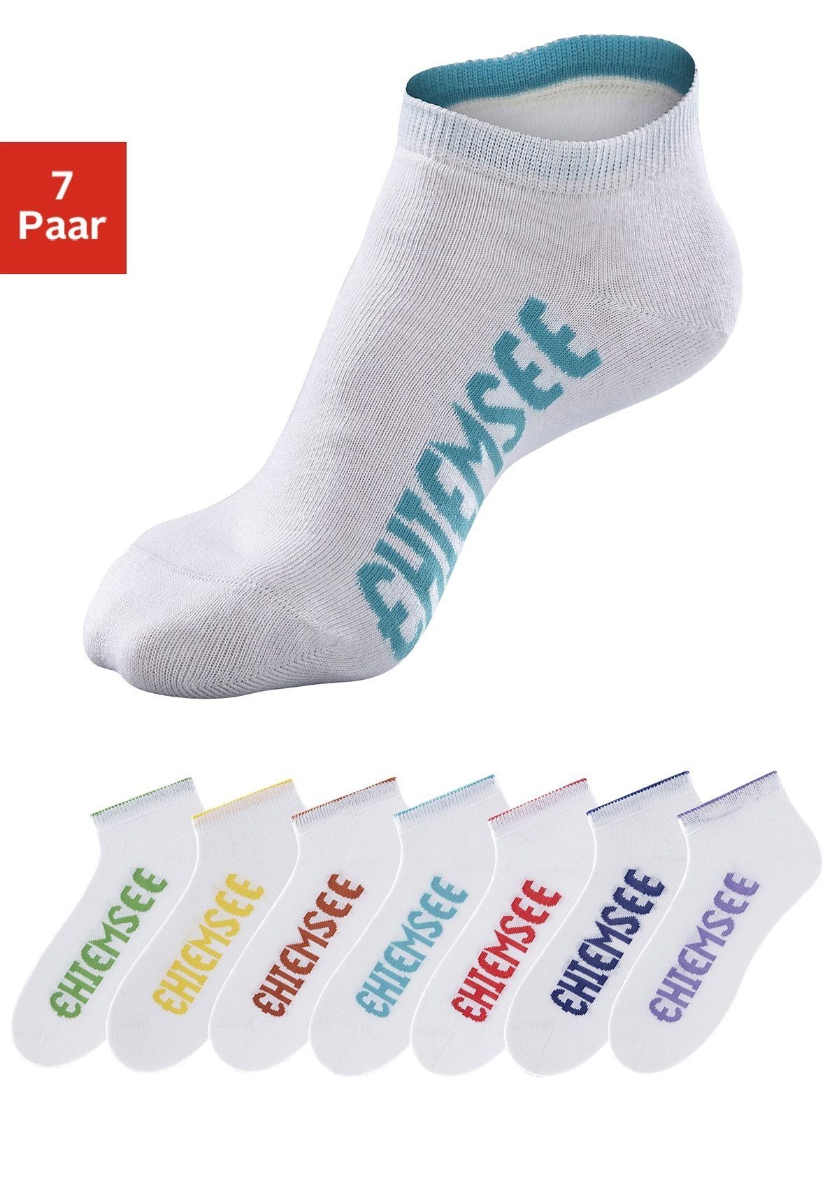 Chiemsee Sneakersocken Damen Kinder Sportsocken für Sport & Alltag (Packung, 7-Paar, Gr. 31-34 bis 39-42) mit farbigen Logos