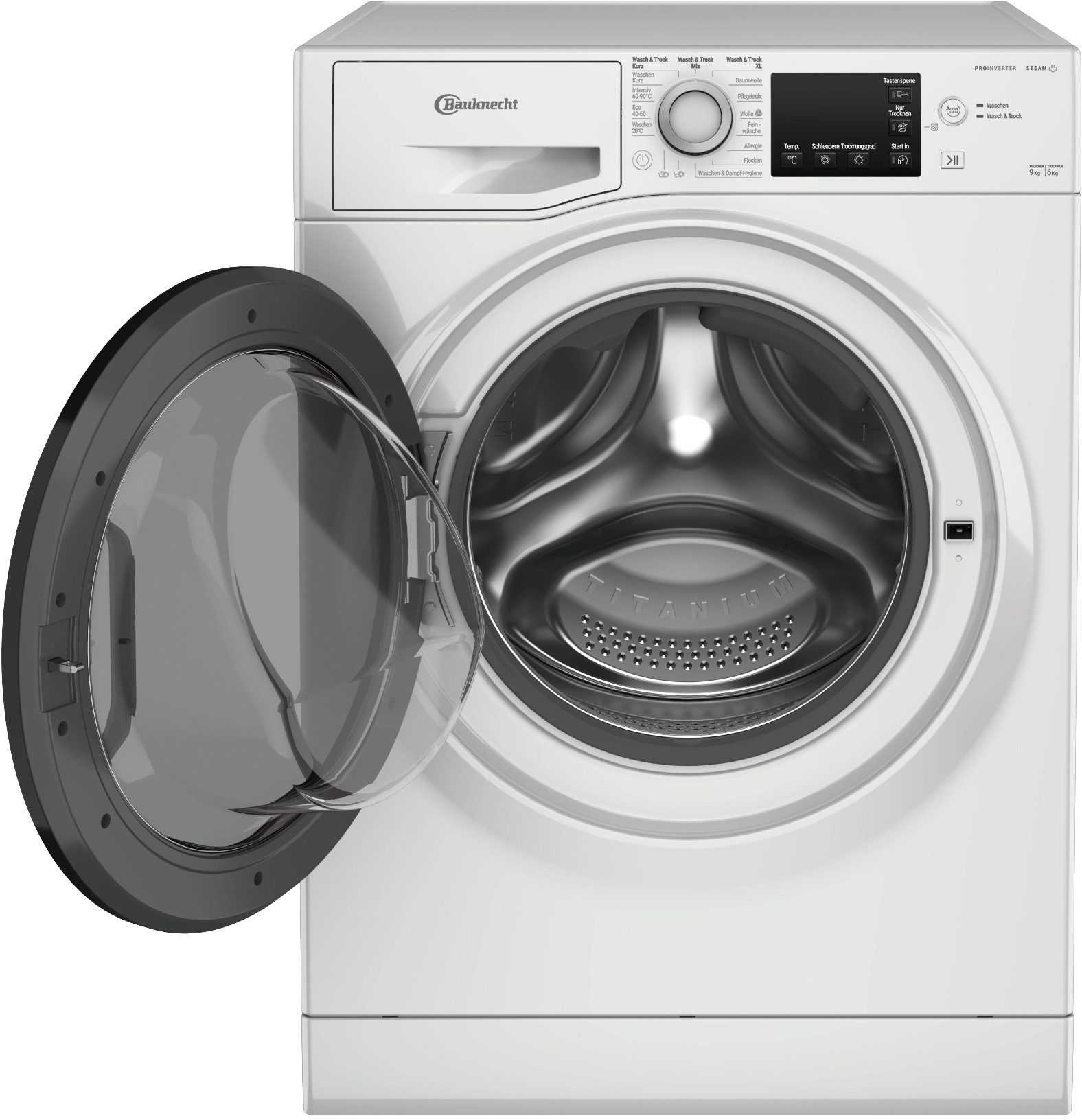 BAUKNECHT Waschtrockner WT Super Eco 96S 41 N, 9 kg, 6 kg, 1400 U/min, Flecken 20°C – entfernt mehr als 100 Flecken, ganz ohne Vorbehandlung – Bild 4 von 5