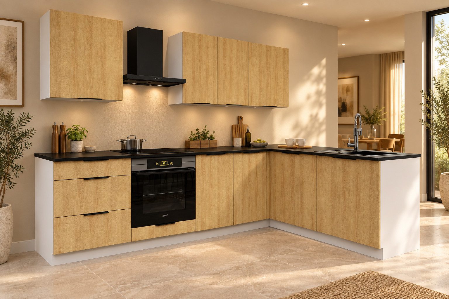 ROYAL24_MARKT Winkelküche KS43-G260 - BONIRA - 260 × 170 cm, moderne L-Küche, (Komplett Set), Premium - Modern - Exzellent