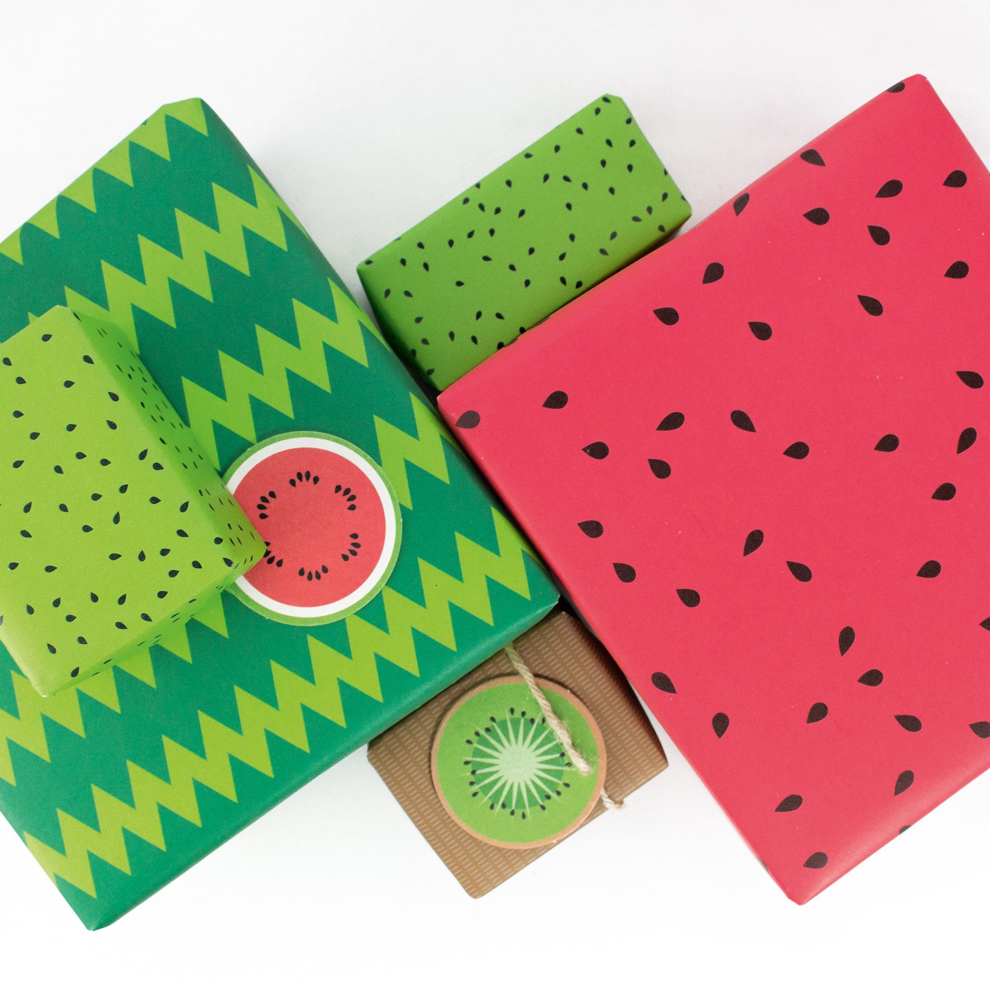 Bow & Hummingbird Geschenkpapier Geschenkpapier Wassermelone, 100% Recyclingpapier