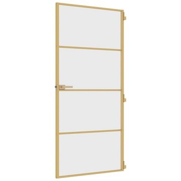 vidaXL Haustür Innentür Schlank Golden 93x201,5 cm Hartglas und Aluminium