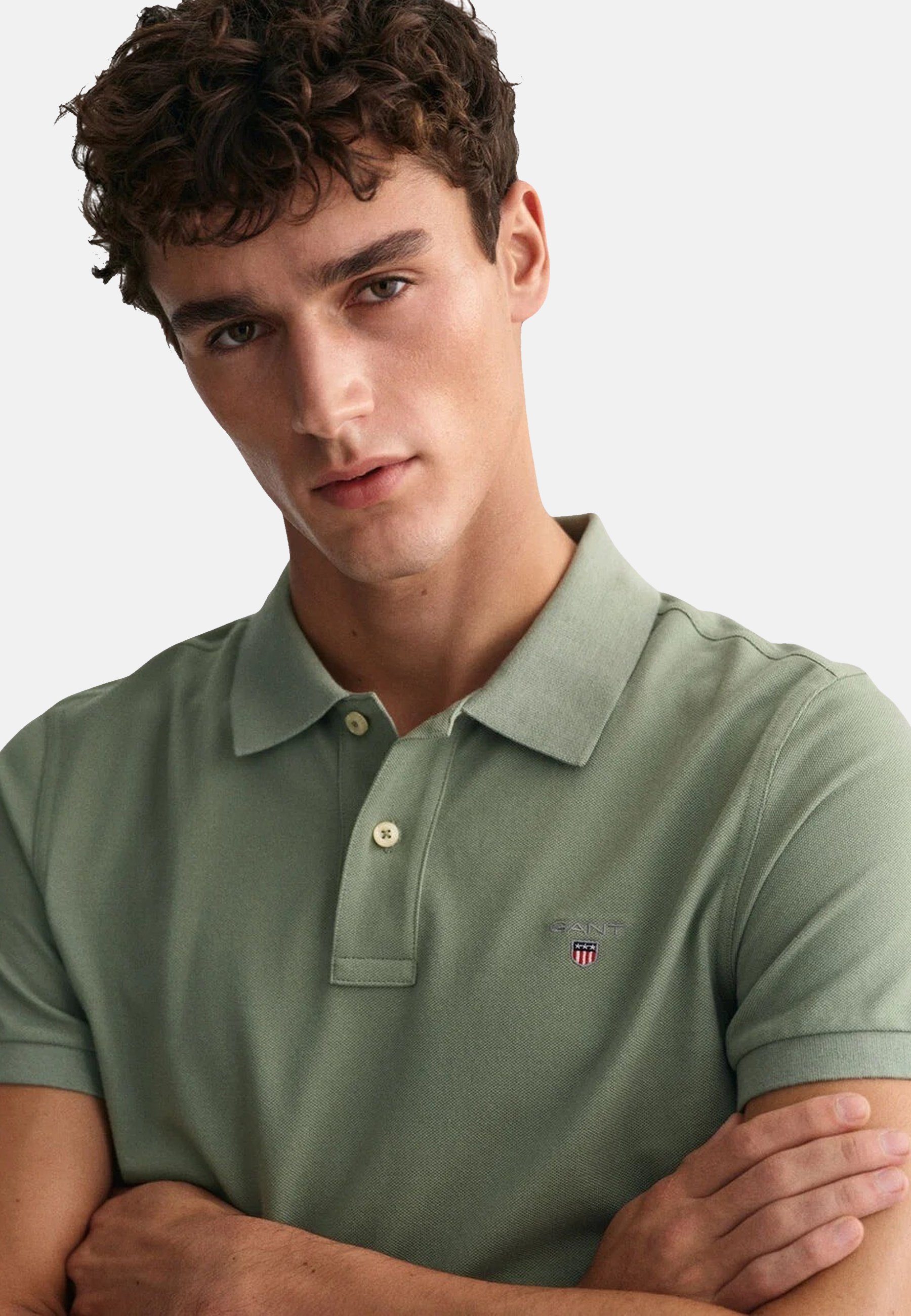 Gant Pique Poloshirt Poloshirt Kurzarmshirt Rugger Original grün Polo