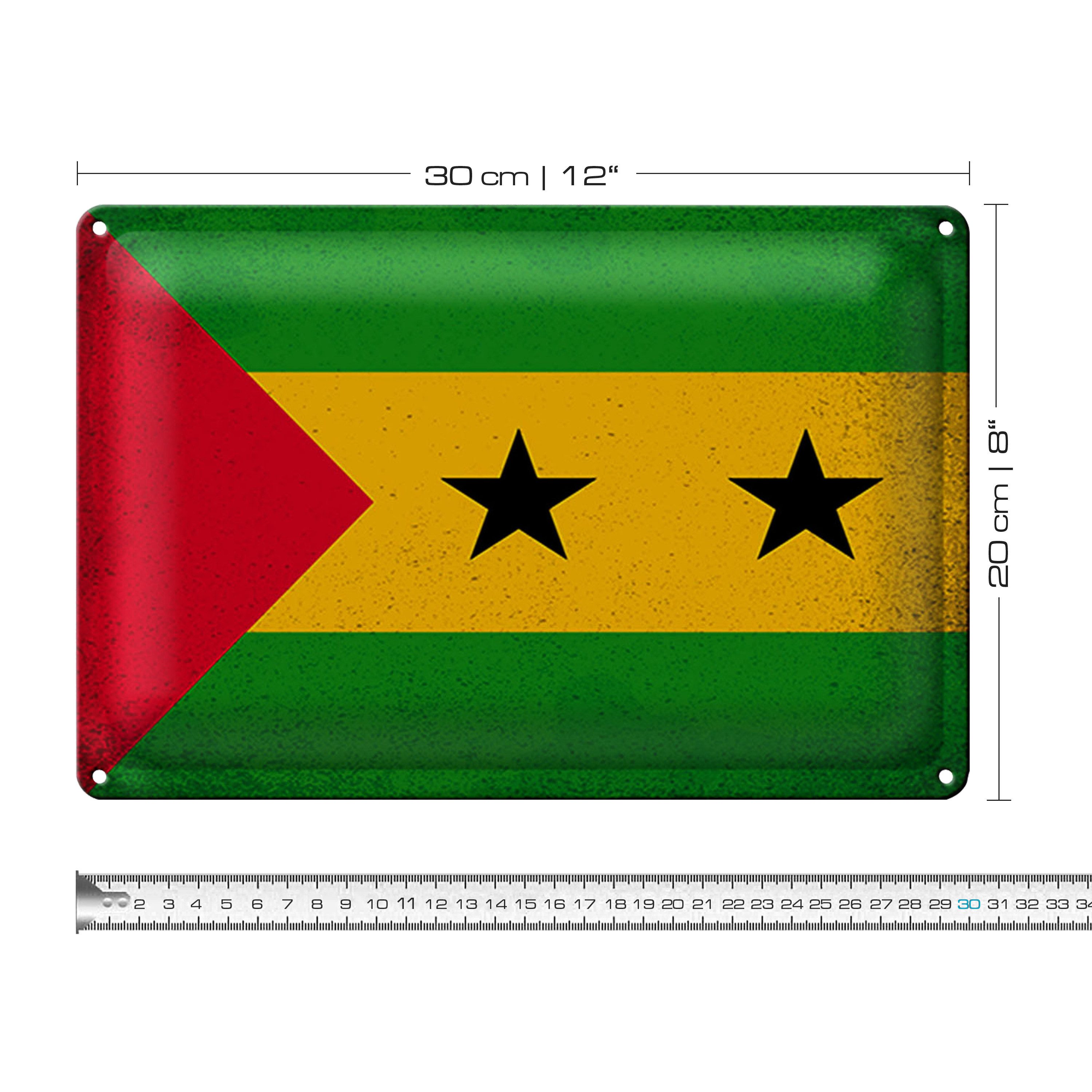 Roomando Metallschild Blechschild Flagge São Tomé und Príncipe 30x20cm Vintage