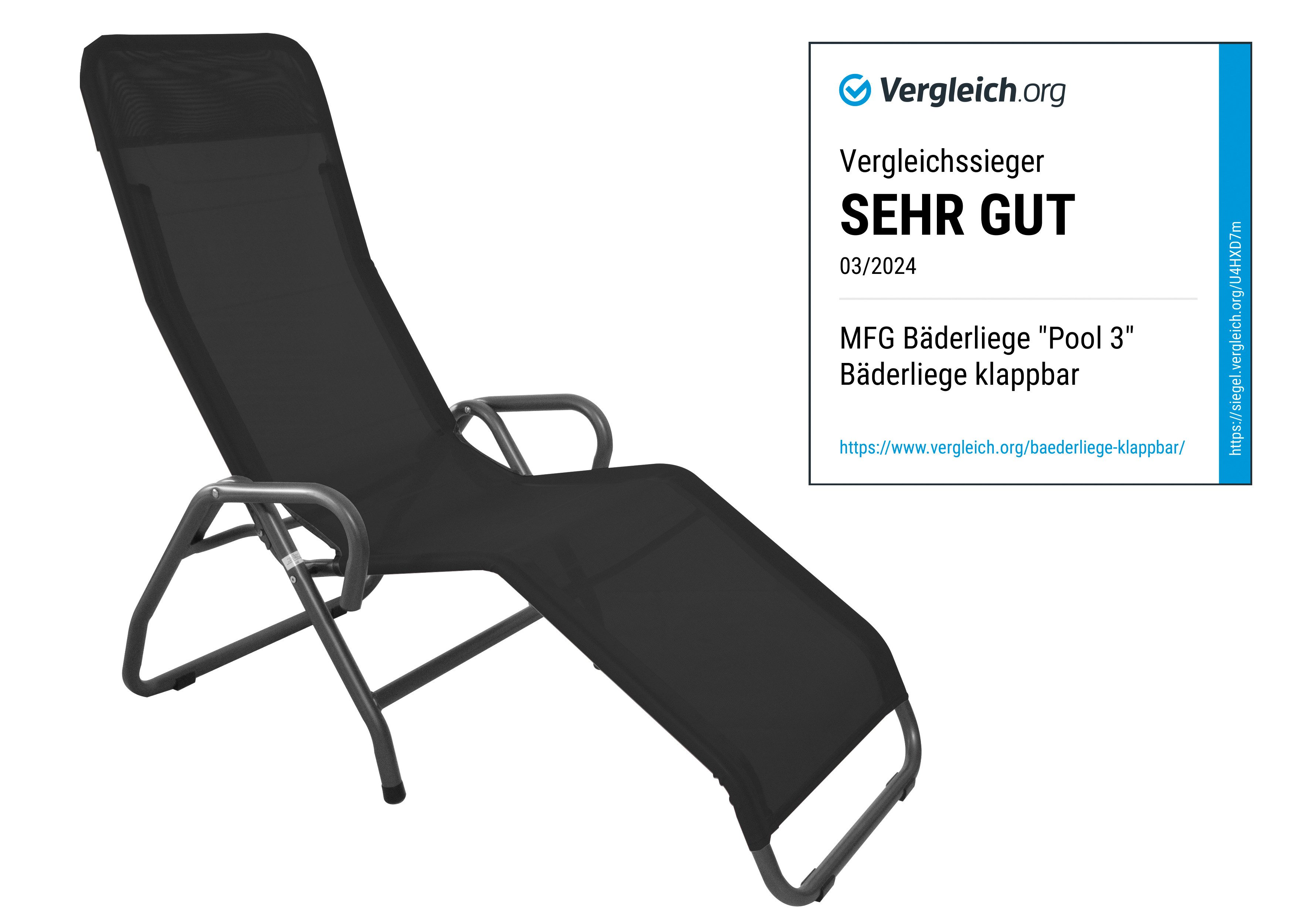 MFG Freizeitmöbel Gartenliege MFG Bäderliege "Pool 3", anthrazit/schwarz, k günstig online kaufen