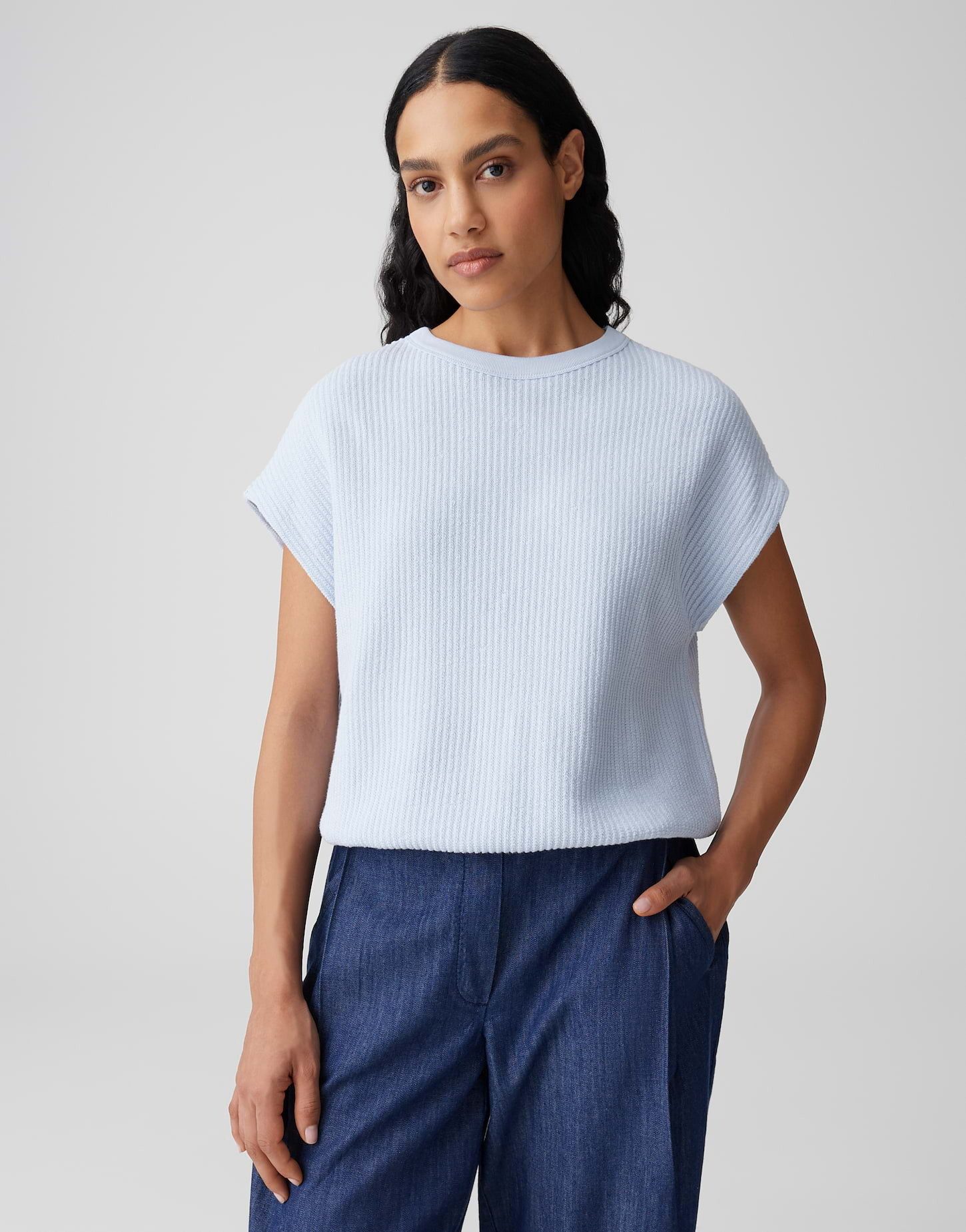 OPUS Sweatshirt Ginte aus Sweatware mit Rippstruktur natürlicher Griff, Casual – ideal für Alltag und moderne Looks