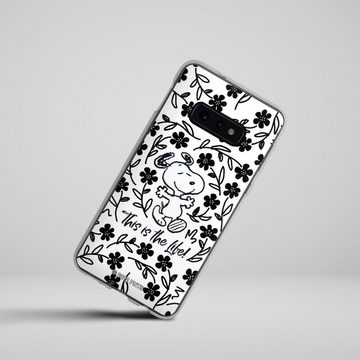 DeinDesign Handyhülle Peanuts Blumen Snoopy Snoopy Black and White This Is The Life, Samsung Galaxy S10e Silikon Hülle Bumper Case Handy Schutzhülle