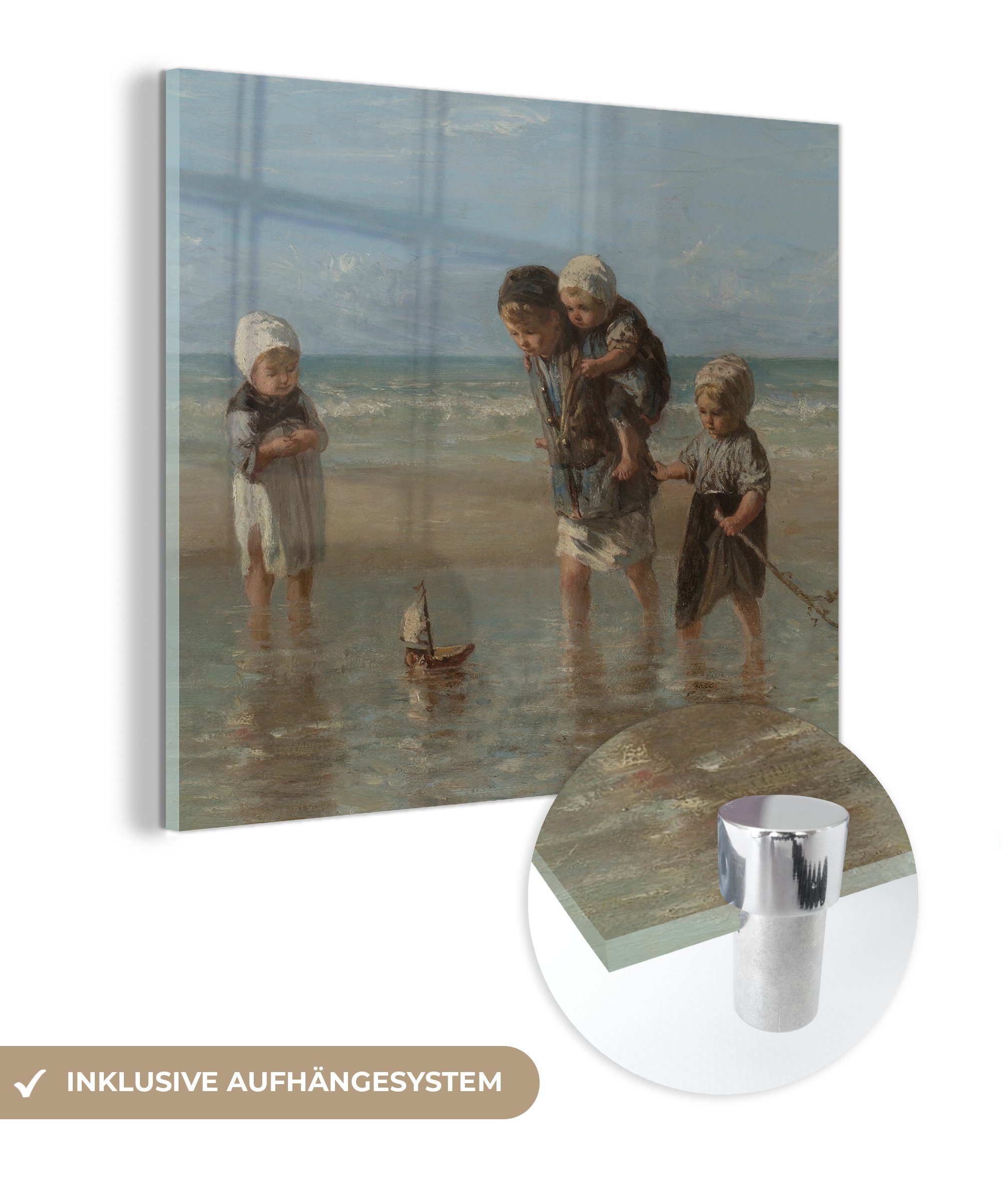 MuchoWow Acrylglasbild Kinder des Meeres - Gemälde von Jozef Israëls, (1 St), Glasbilder - Bilder auf Glas Wandbild - Foto auf Glas - Wanddekoration